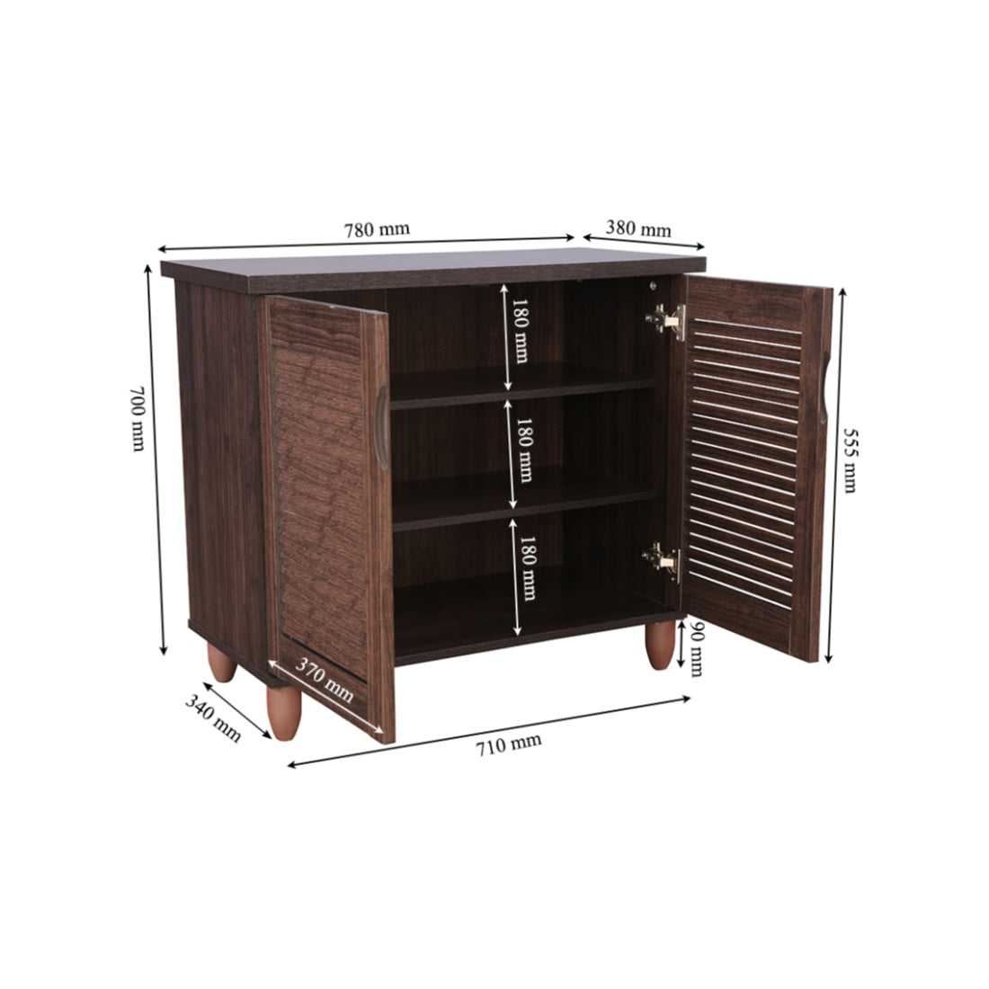 Riveria Engineered Wood Shoe Rack in Wenge Colour