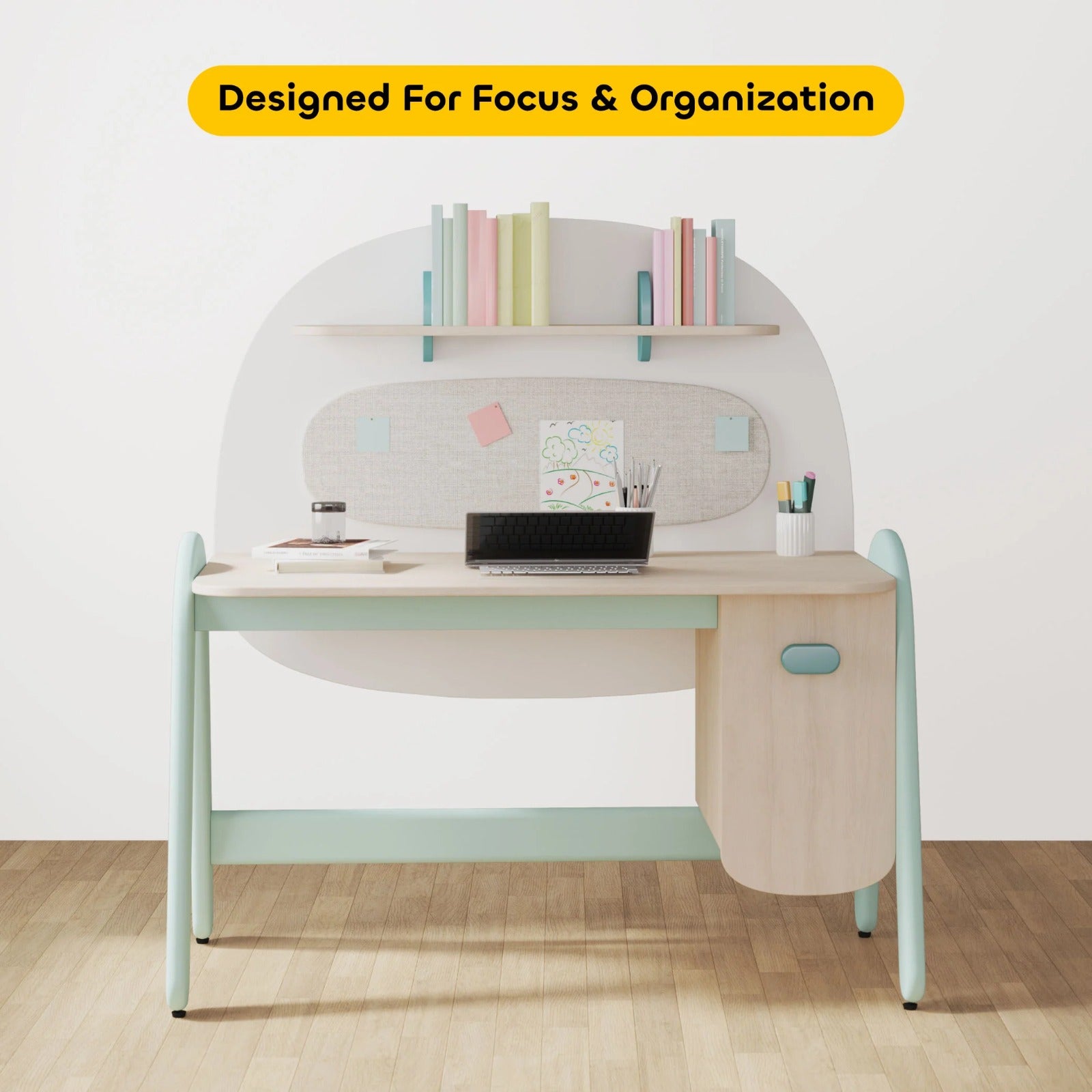 Squircle Study Table in Teal Colour