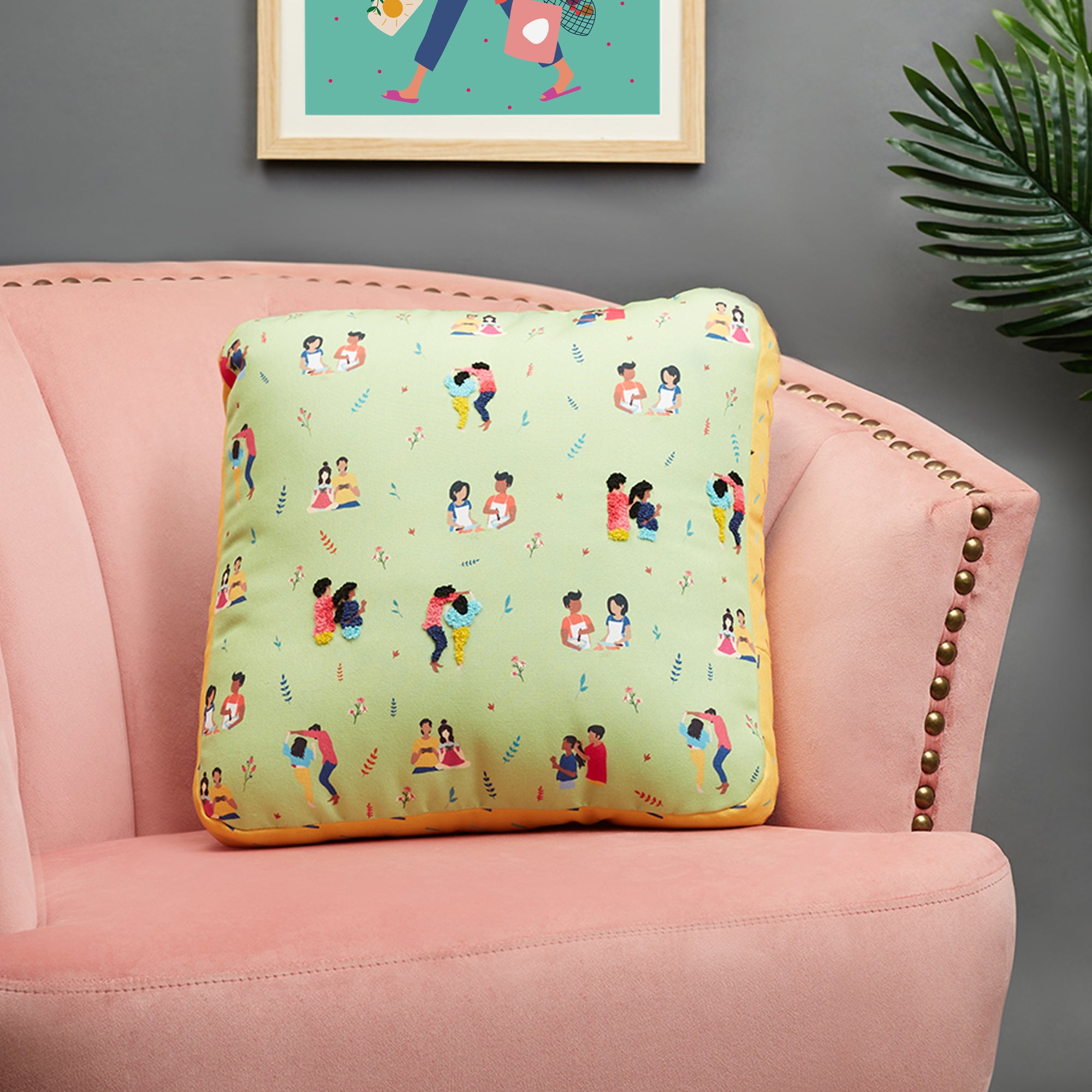 Good Life  Reversible Little Things Digital Printed Shaped Cushion 40x40 Cm in Navy Colour