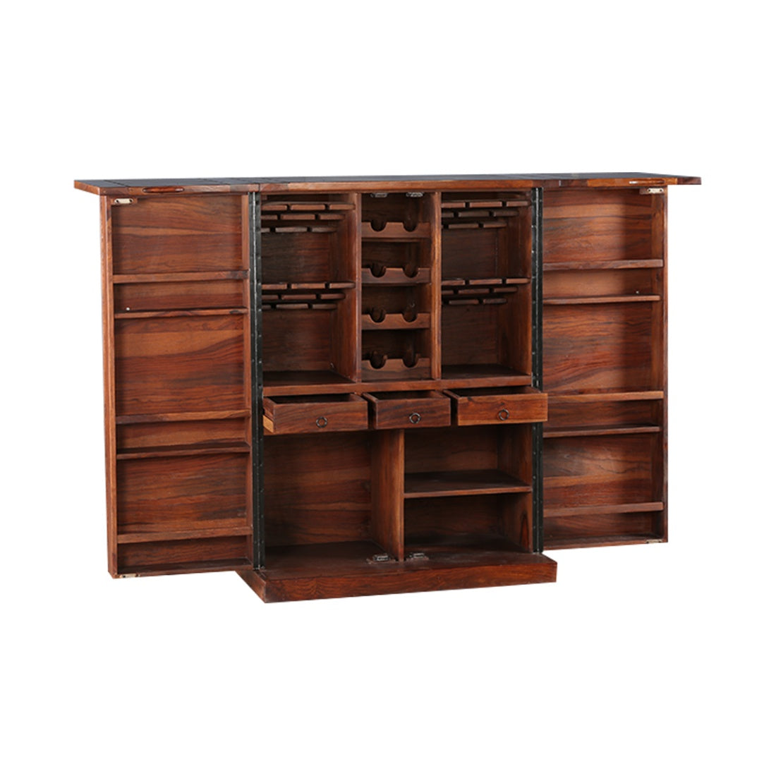 Woodrow Sheesham Wood(Rosewood) Bar Cabinet in HONEY Colour