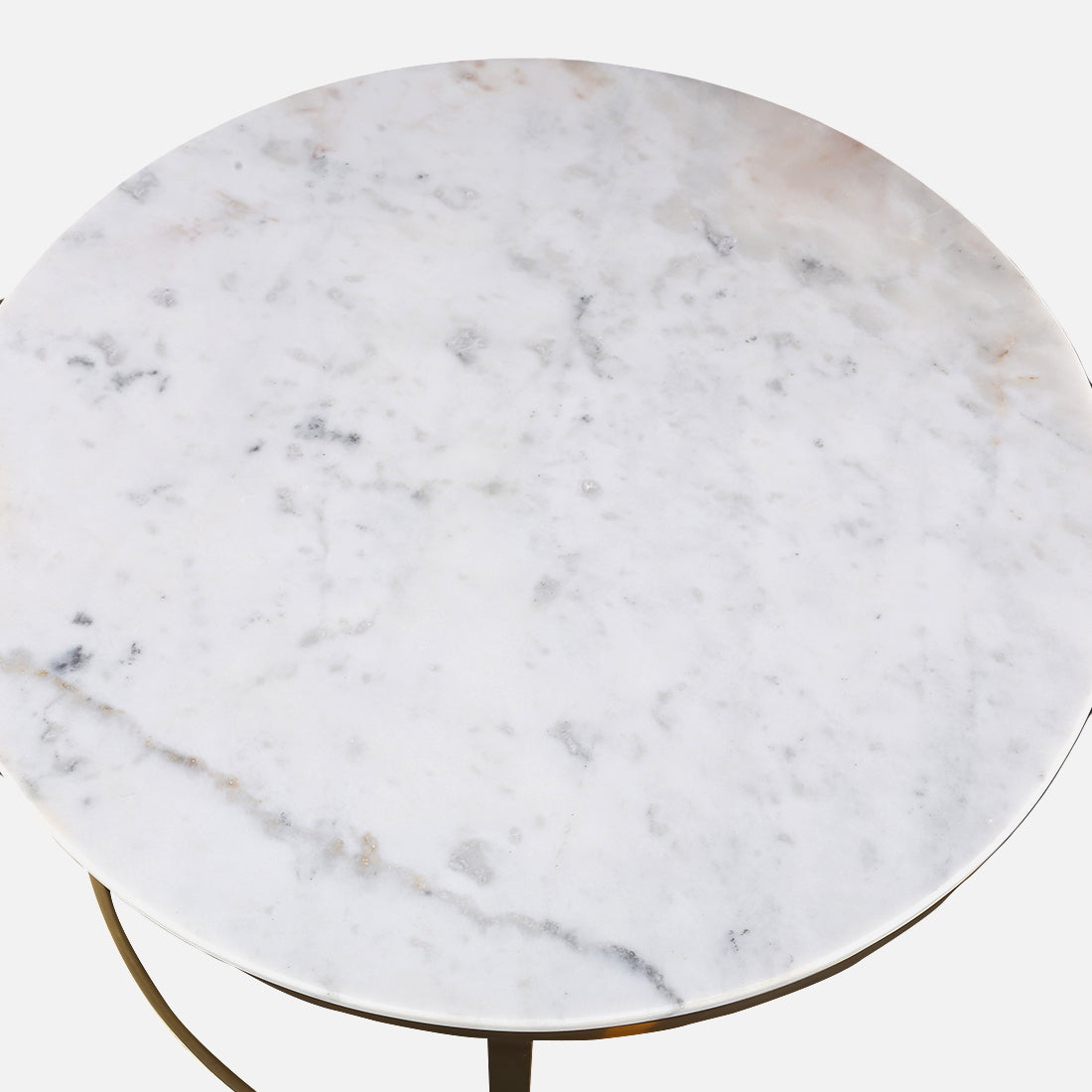 Castile Marble Center Table in White & Gold Colour