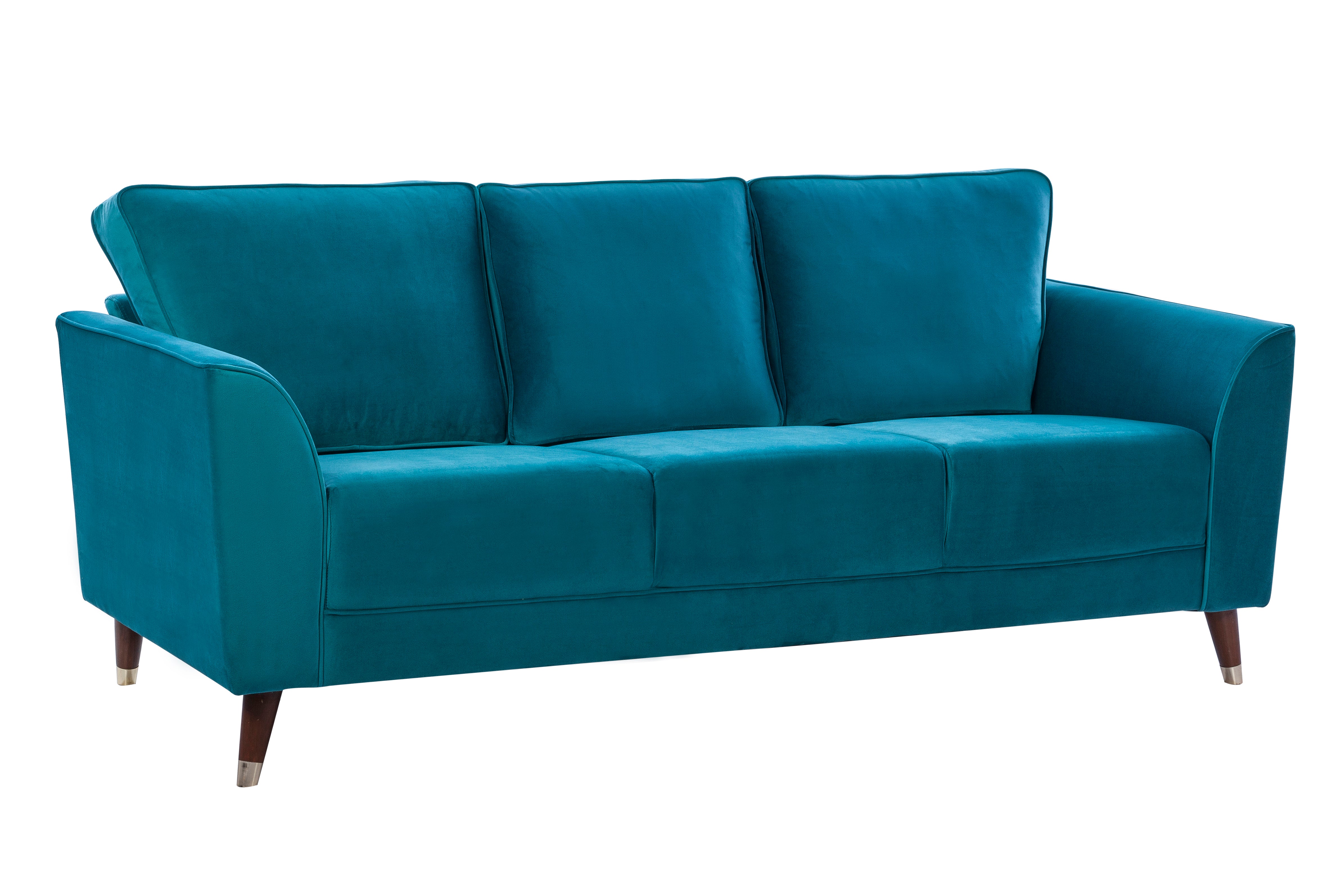 Magnific Velvet Three Seater Sofa in Green Colour