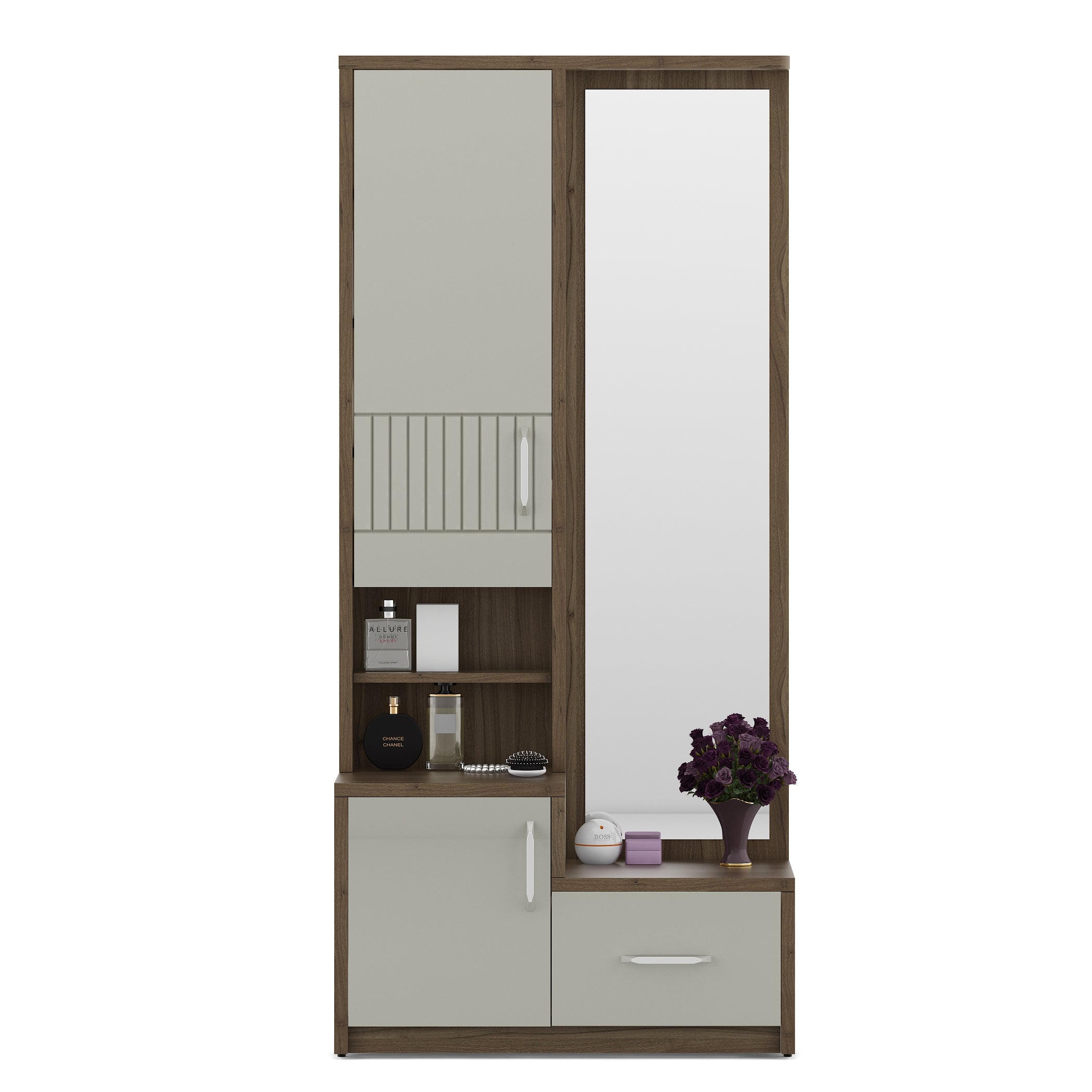 Cascade  Dresser With Mirror in Lyon walnut Colour
