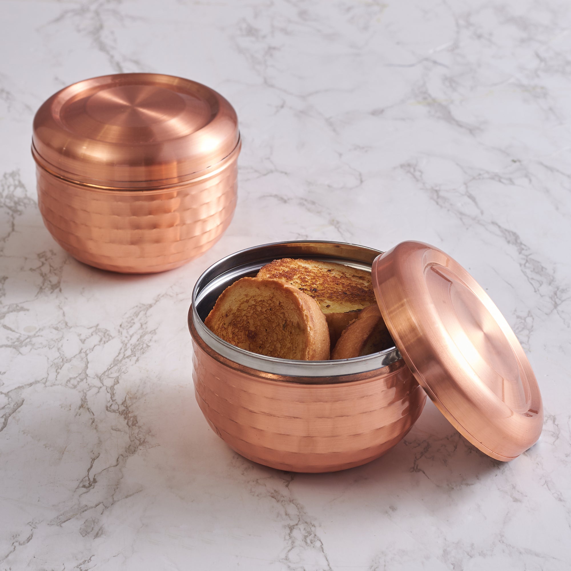 Sapphire Steel with Copper Finish Container Set of 2 in Copper Colour