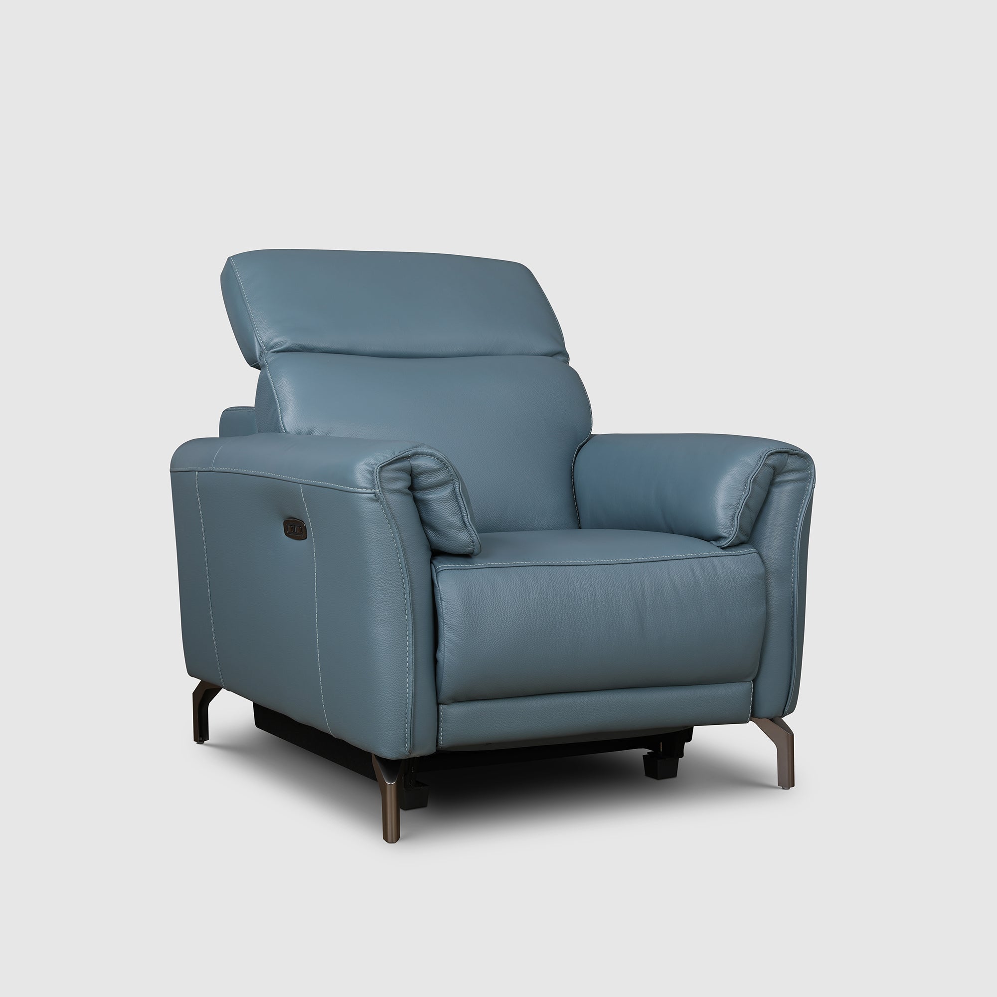 Emilia Half Leather Single Seater Electric Recliner in Blue Colour