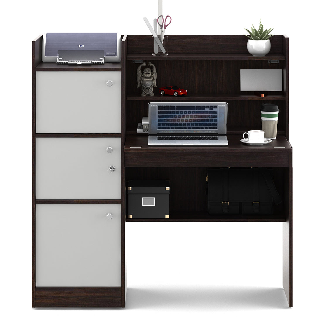 Venus Engineered Wood Study Table in Wenge & White Colour