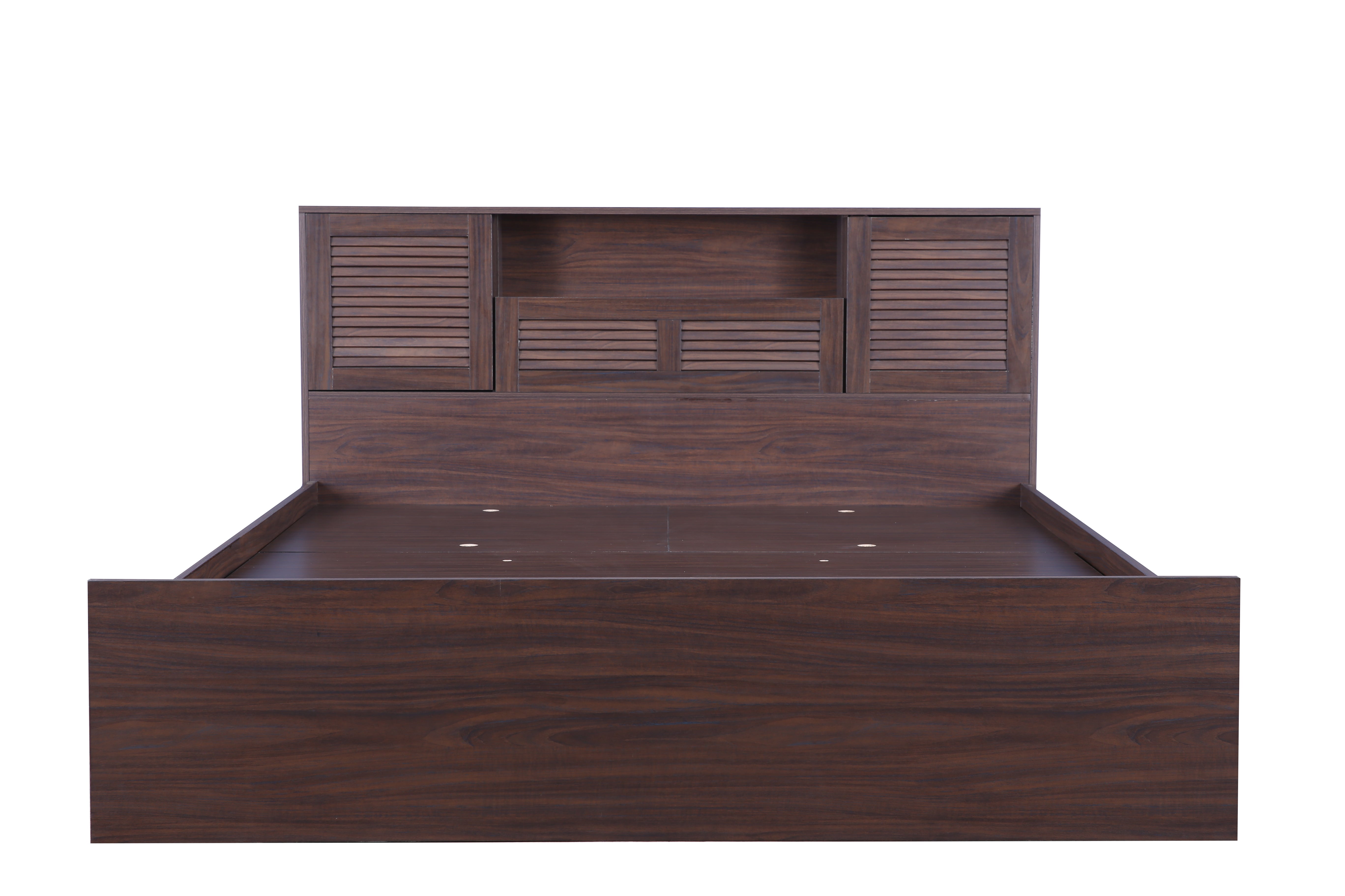 Bolton Queen Bed with Hydraulic storage in Walnut Colour