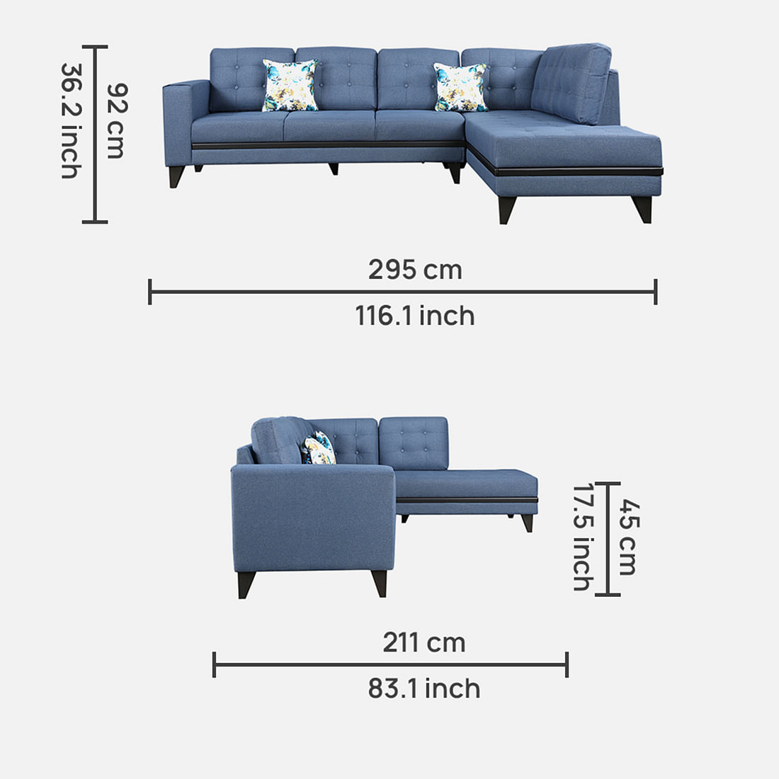 GARCIA Fabric Lounger in Blue Colour