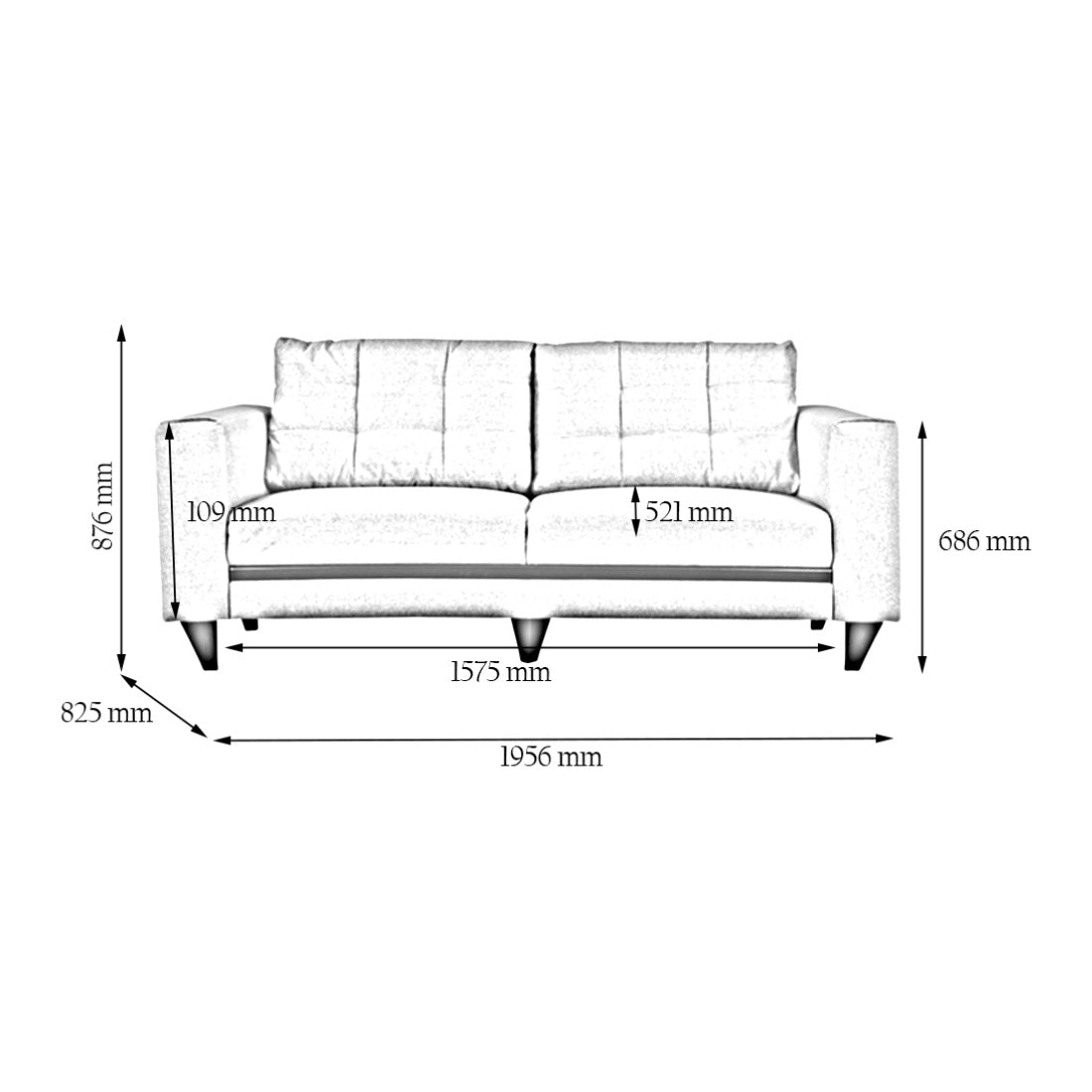 Garcia Fabric 3 Seater Sofa in Brown Colour
