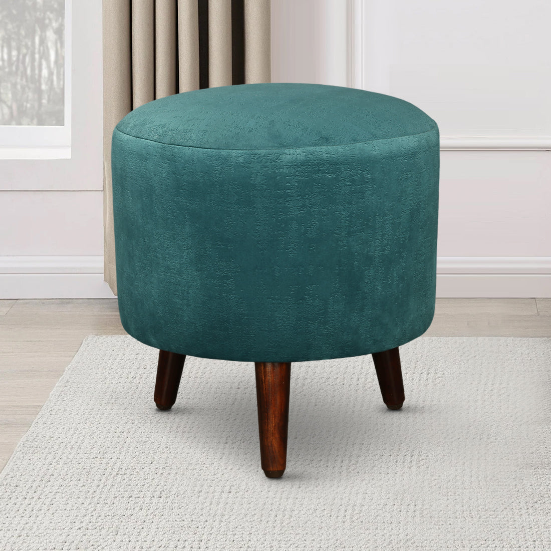 Ordhid Fabric Ottomans in Blue Colour