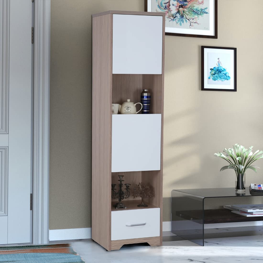Ambra Engineered Wood Chest of Drawer in Oak Colour