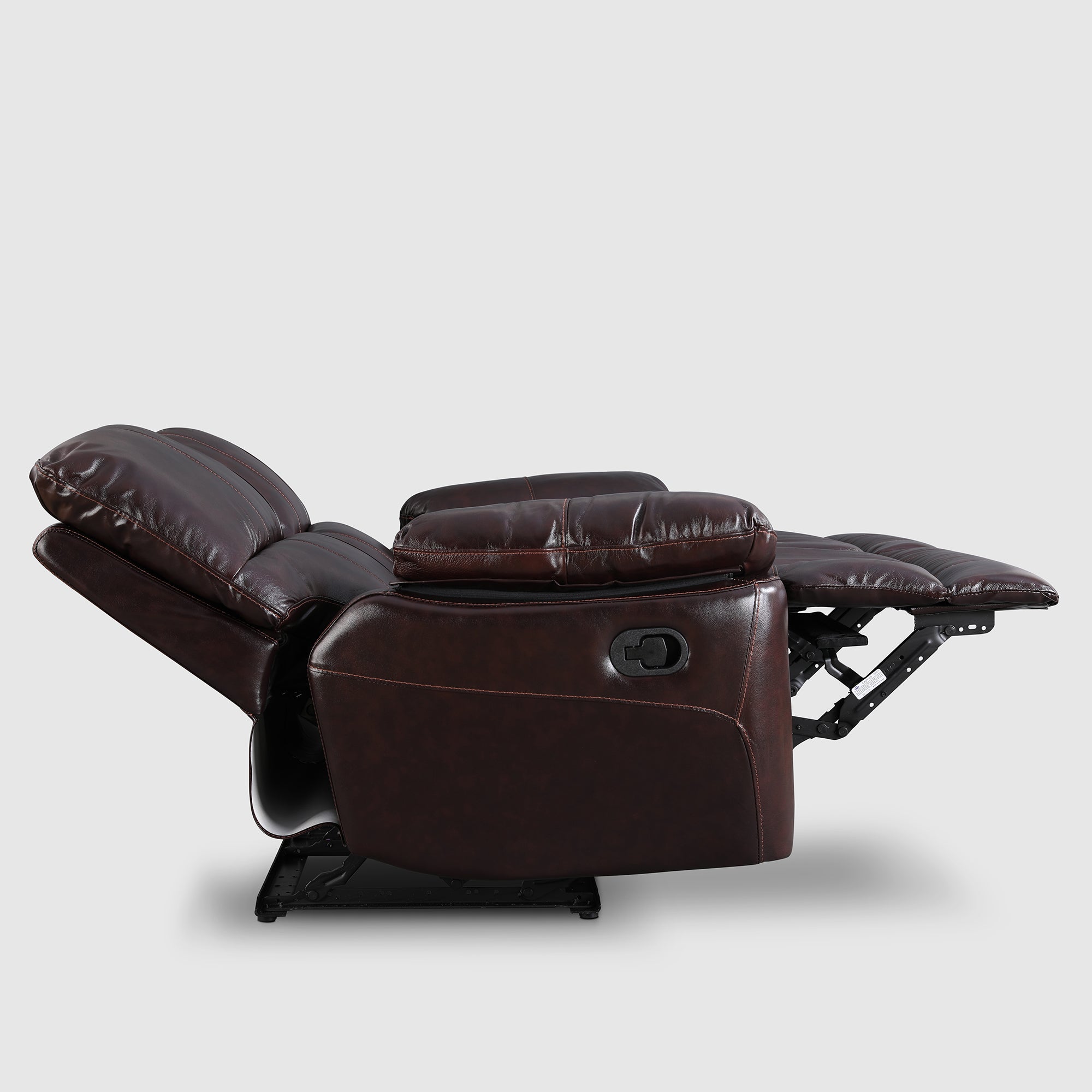 Charles Half Leather Two Seater Recliner in Burgundy Colour