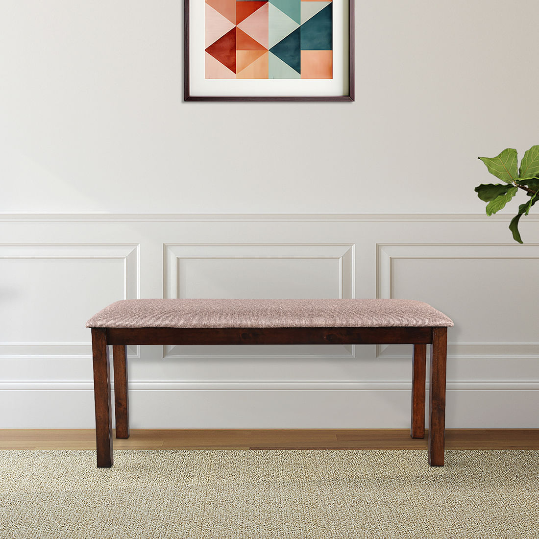 Understated Charm + (Paddington 3 + 2 Seater Sofa Set Dark Brown + Antwerp Flute Center Table & Side Table + Aravali 6 Seater Dining Set with Bench)