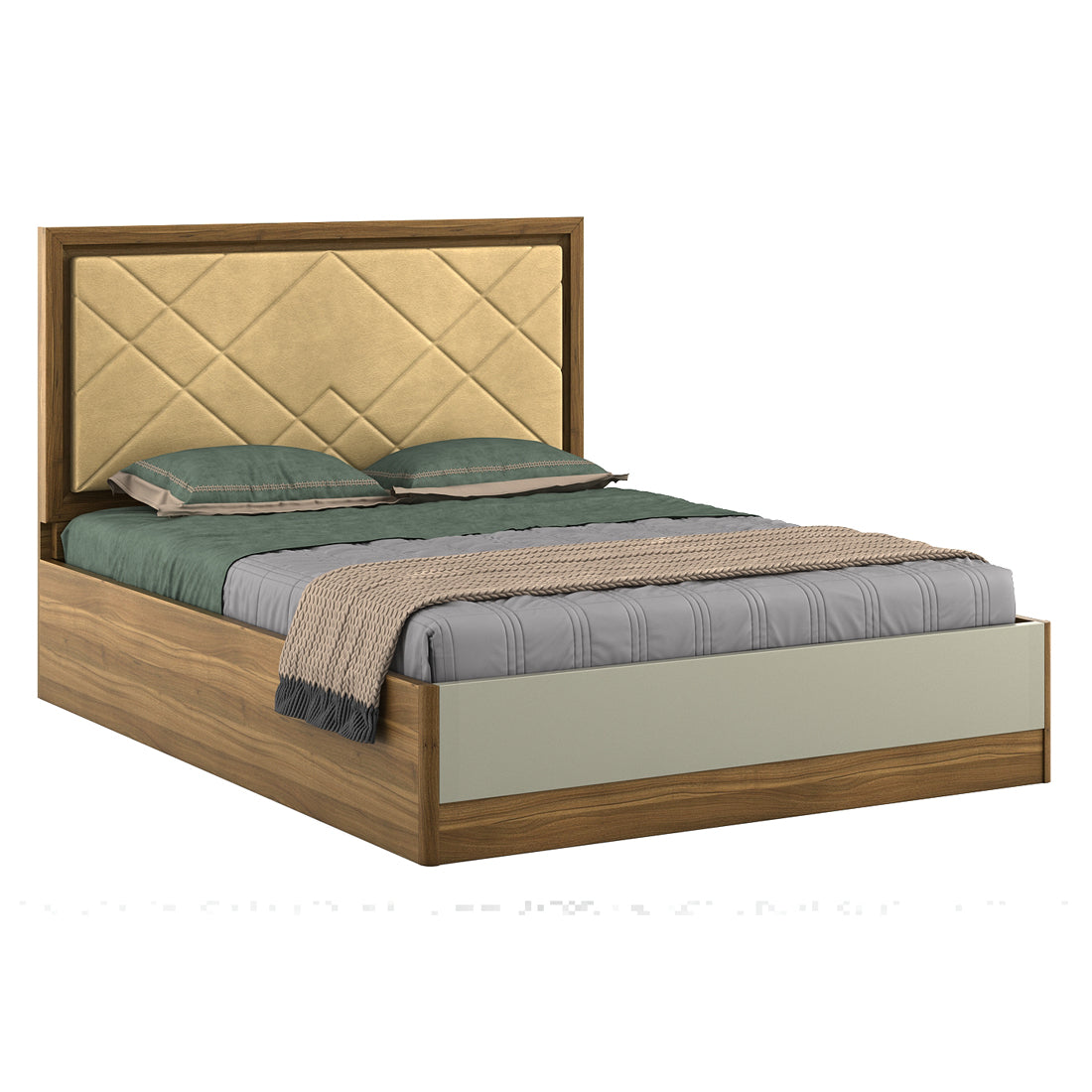 Petra King bed with Hydraulic storage in Walnut Colour