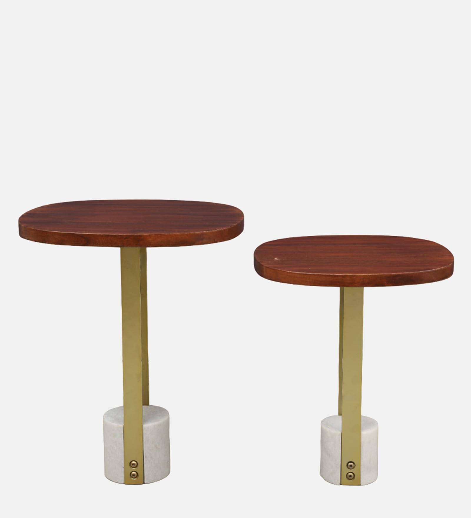 Celestia Marble Top Nest of Table in Walnut & White Colour