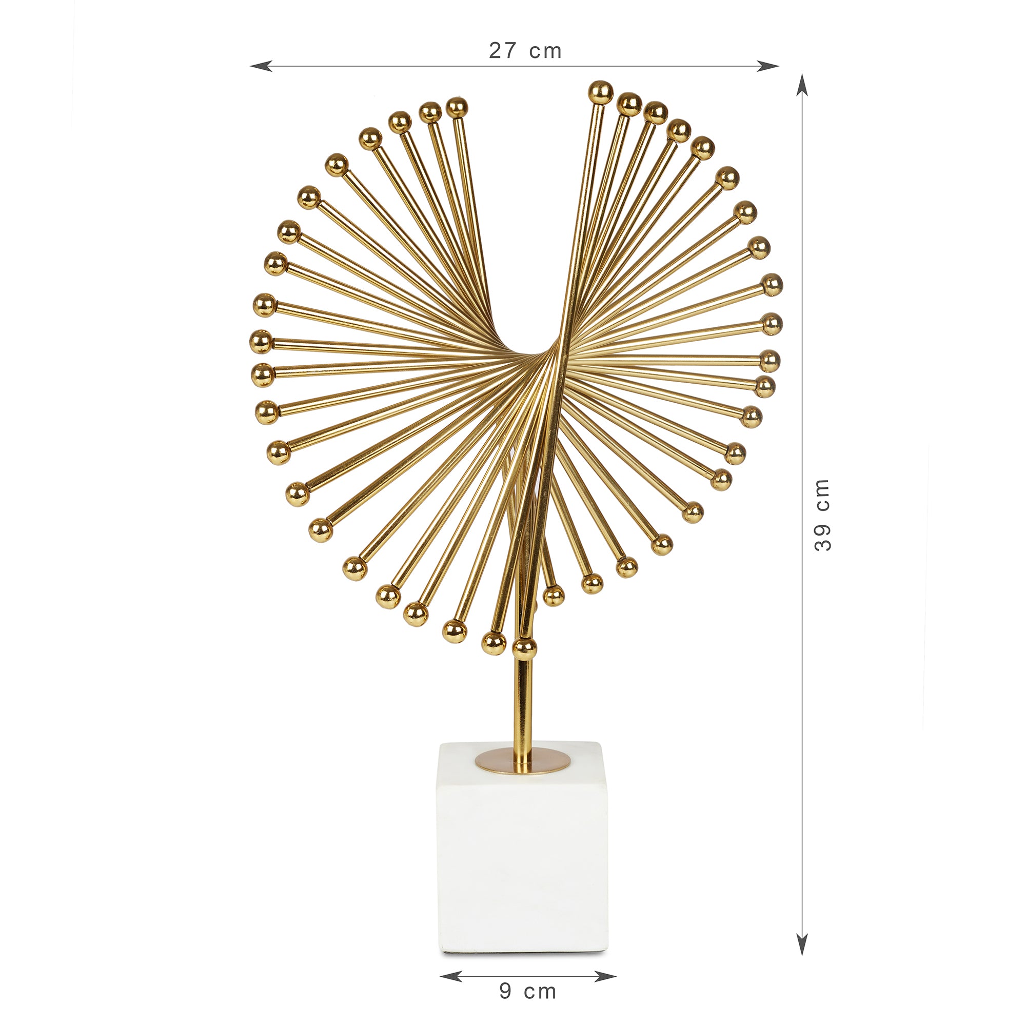 Reeves Metal And Marble Abstract Table Decor in White & Gold Colour