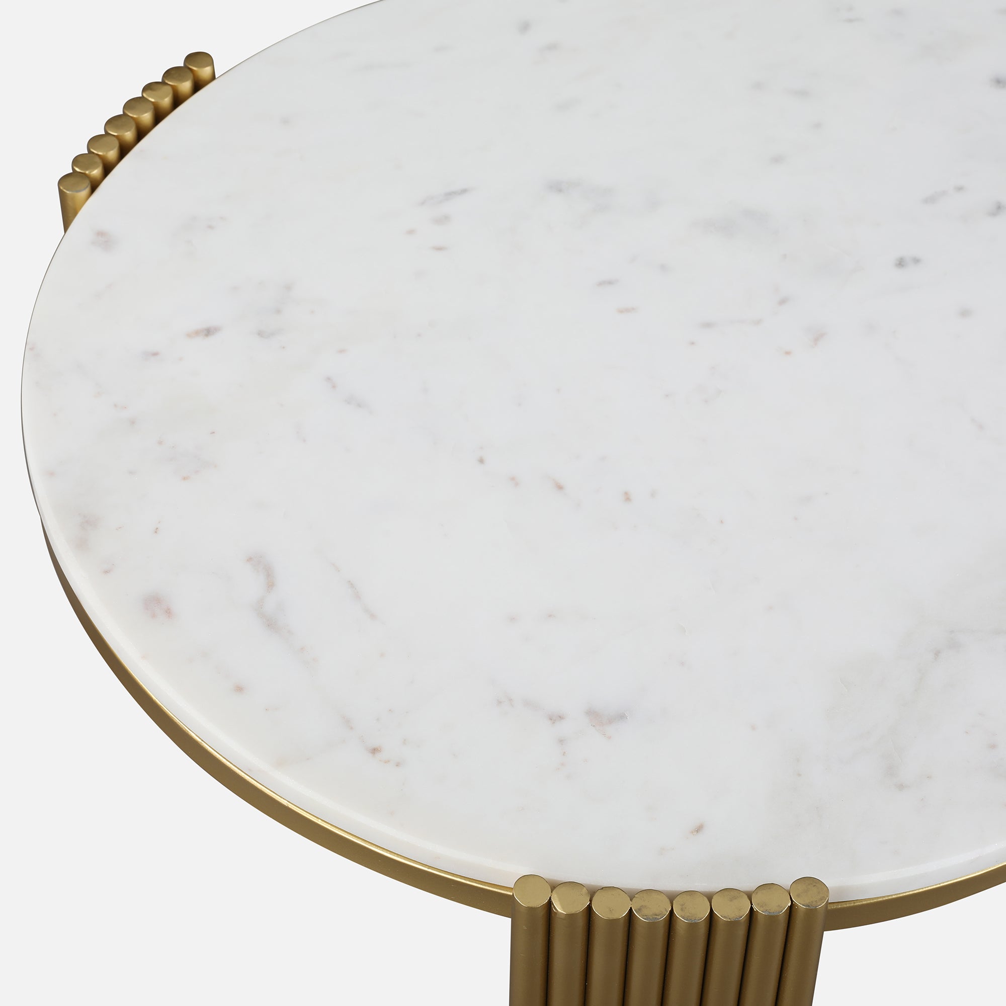 Giove Marble & Iron Center Table in White & Gold Colour