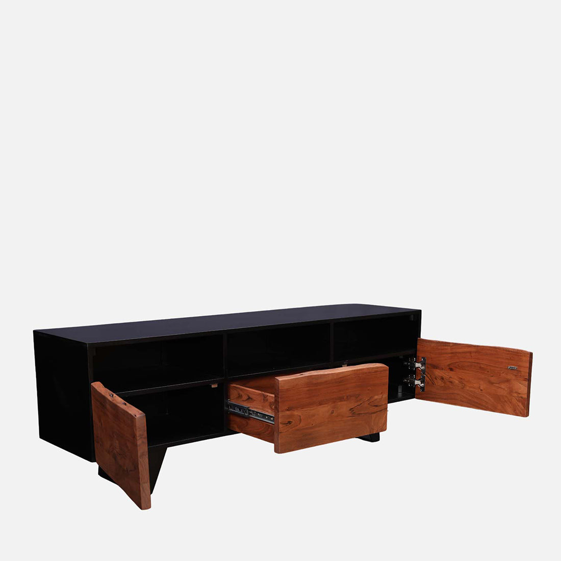 Arduous Acacia Wood Low Height Tv Unit in Brown Colour