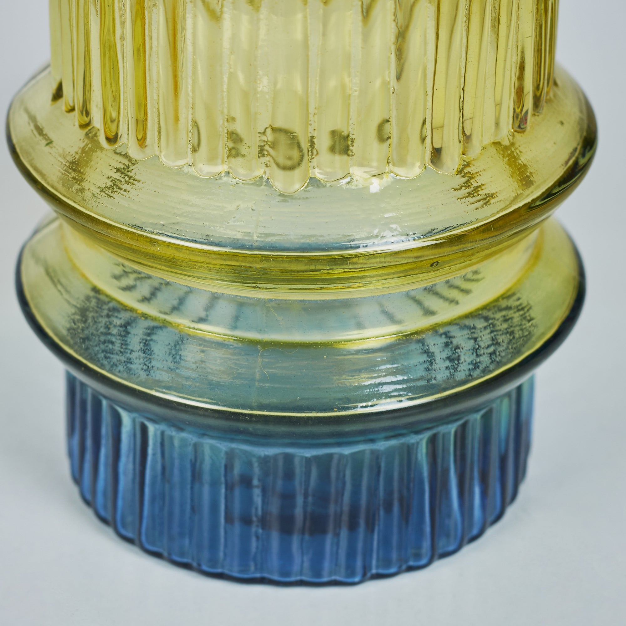 Phiona Glass Fluted Handcrafted Small Vase 18 Cm in Multi Colour