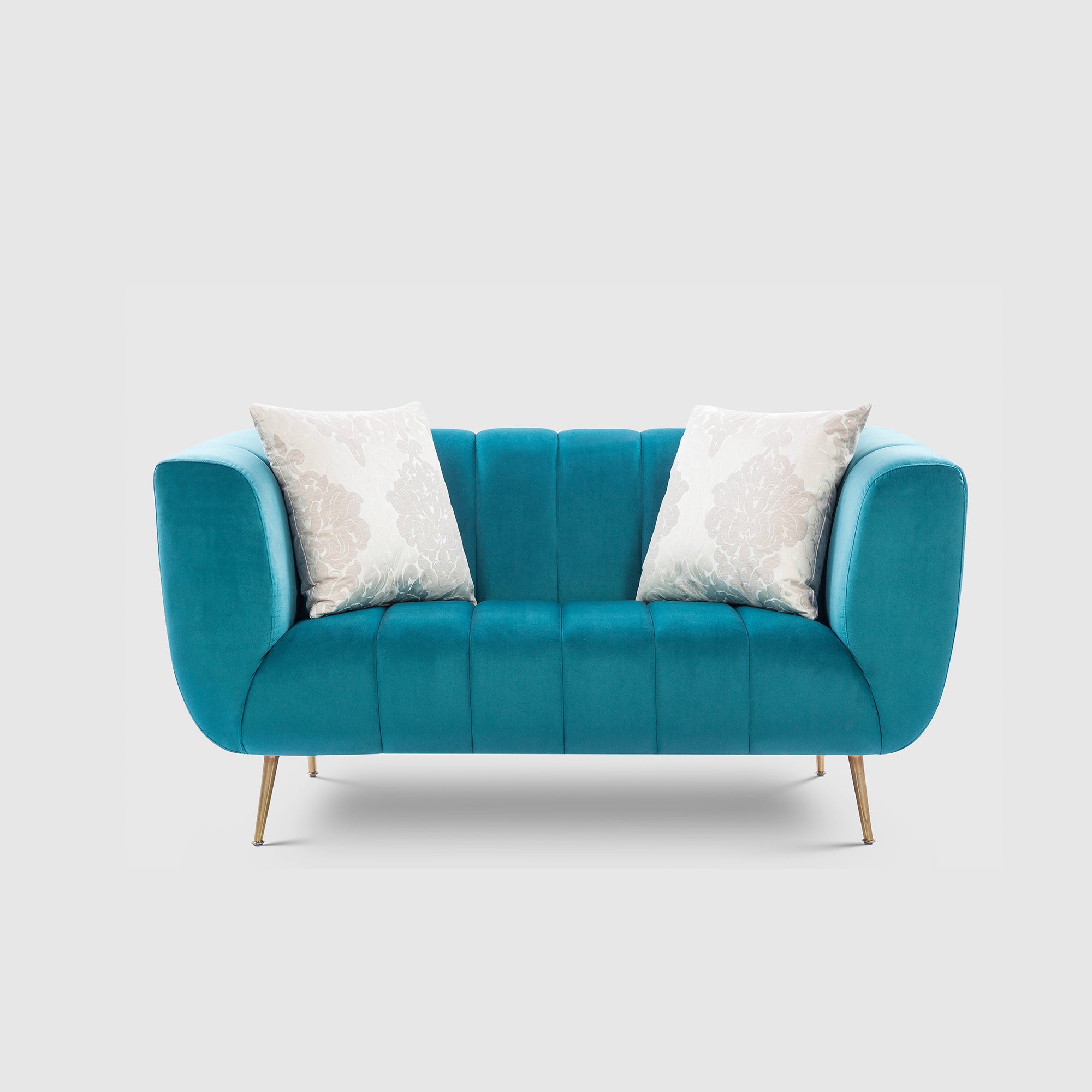Catalina Velvet Two Seater Sofa in Teal Colour