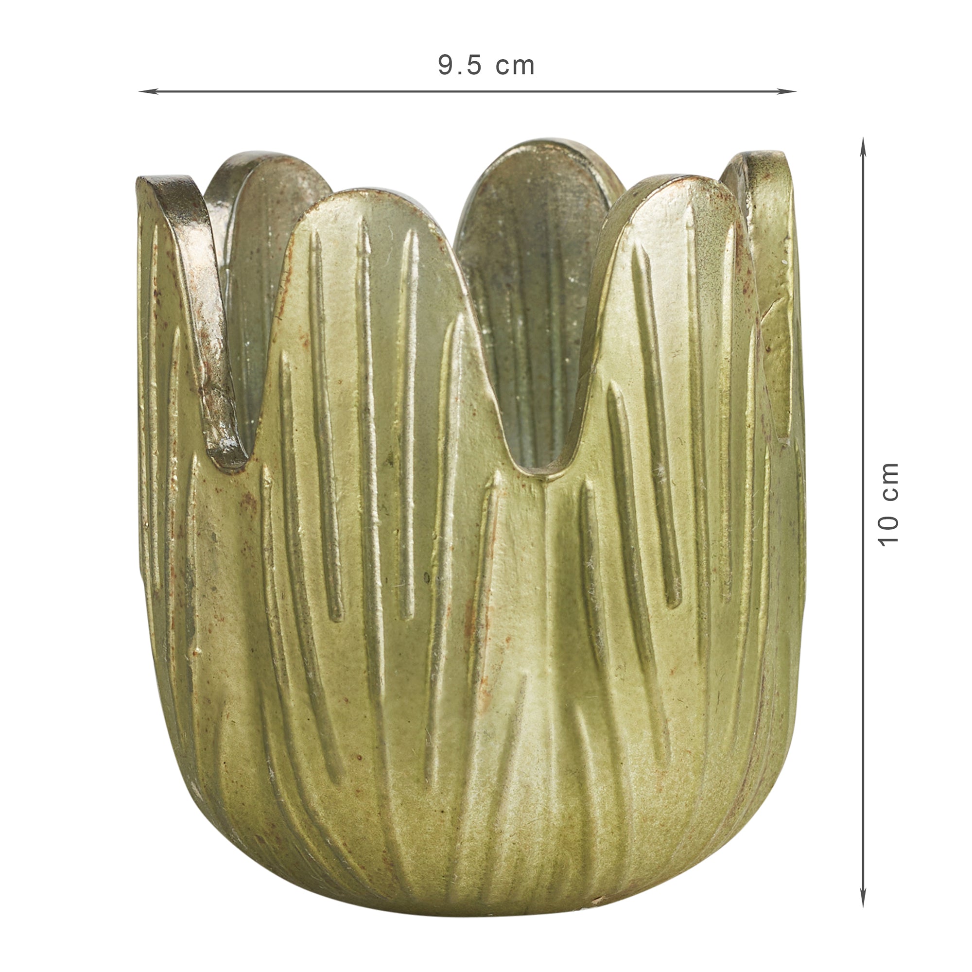 Phiona Glass Lotus Inspired Handcrafted Votive 10 Cm in Emerald Colour