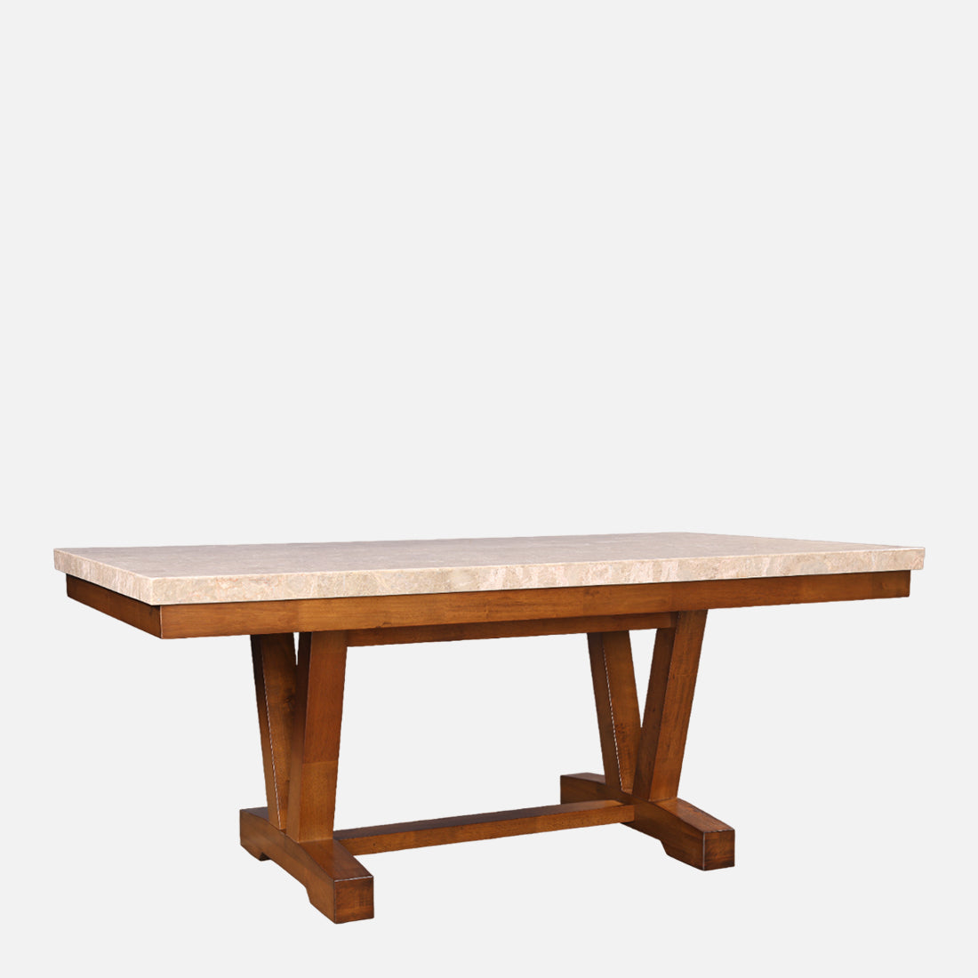 Florentine Marble Finish Six Seater Dining Table in Dark Walnut Colour