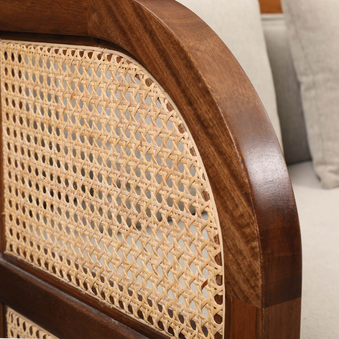 Siam Solidwood Three Seater Sofa in Beige Colour