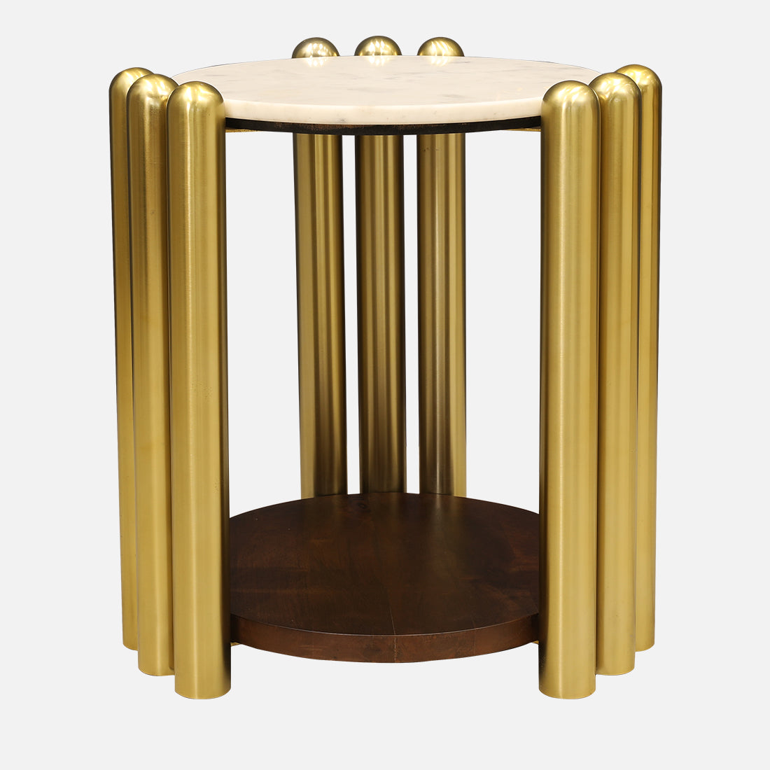 Regalia Marble Top Side Table in White & Gold Colour
