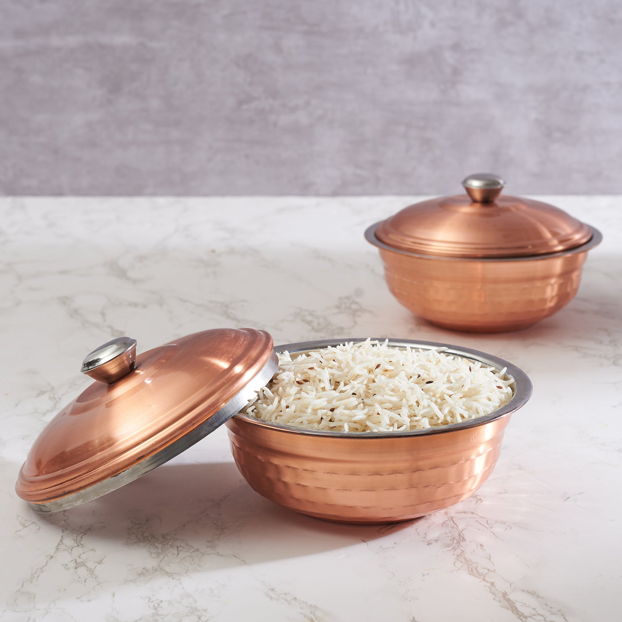 Sapphire Steel with Copper Finish Serving Bowl Set of 2 in Copper Colour
