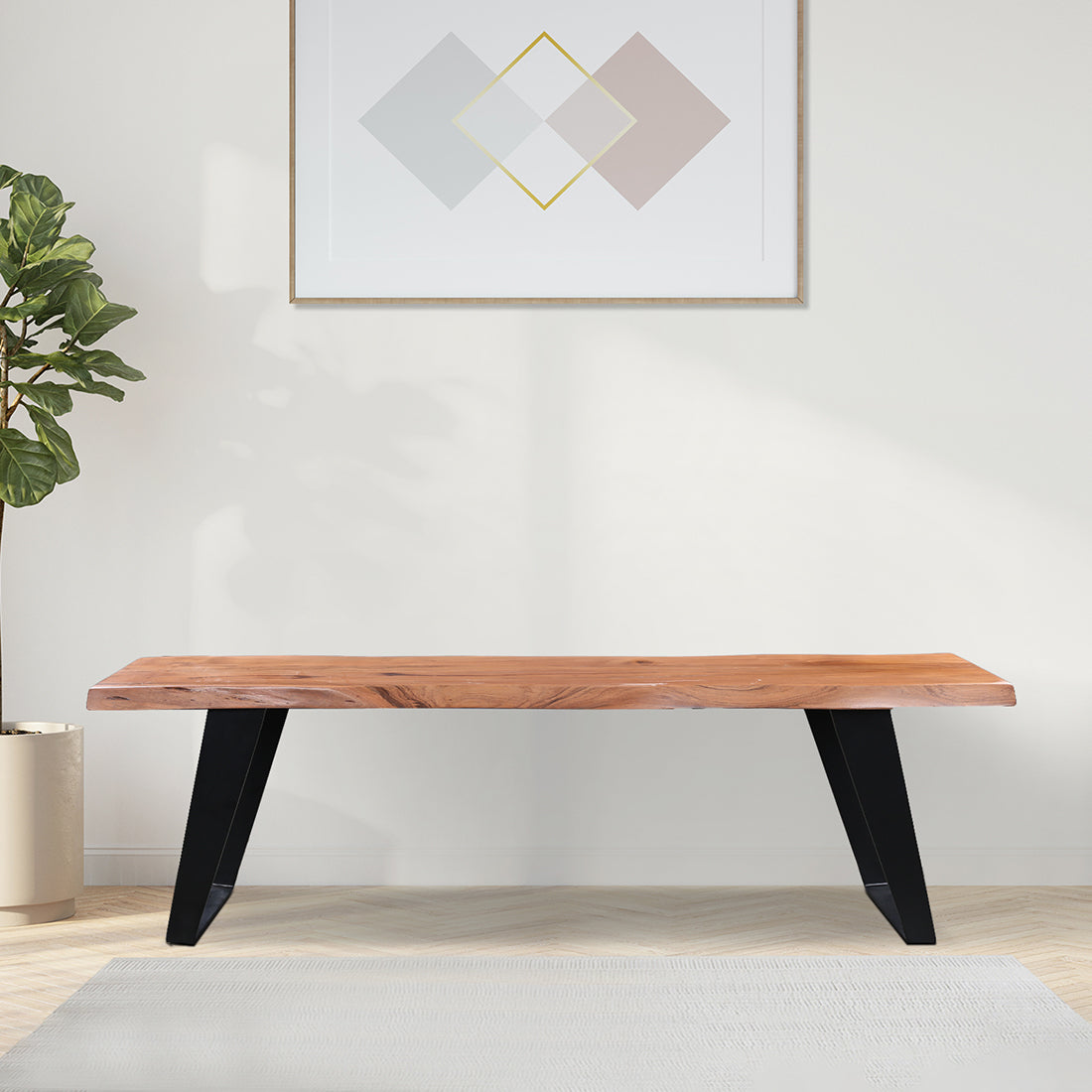 Arduous Acacia Wood Dining Bench in Natural Colour