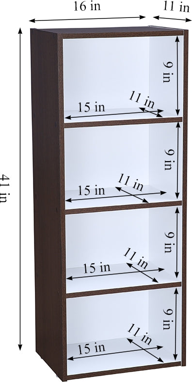 Mezzola Engineered Wood 4 Tier Bookshelf in Wenge Colour