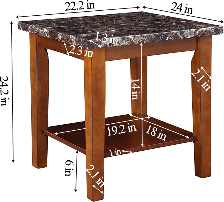 Eden Marble Finish Top Side Table in Brown Colour