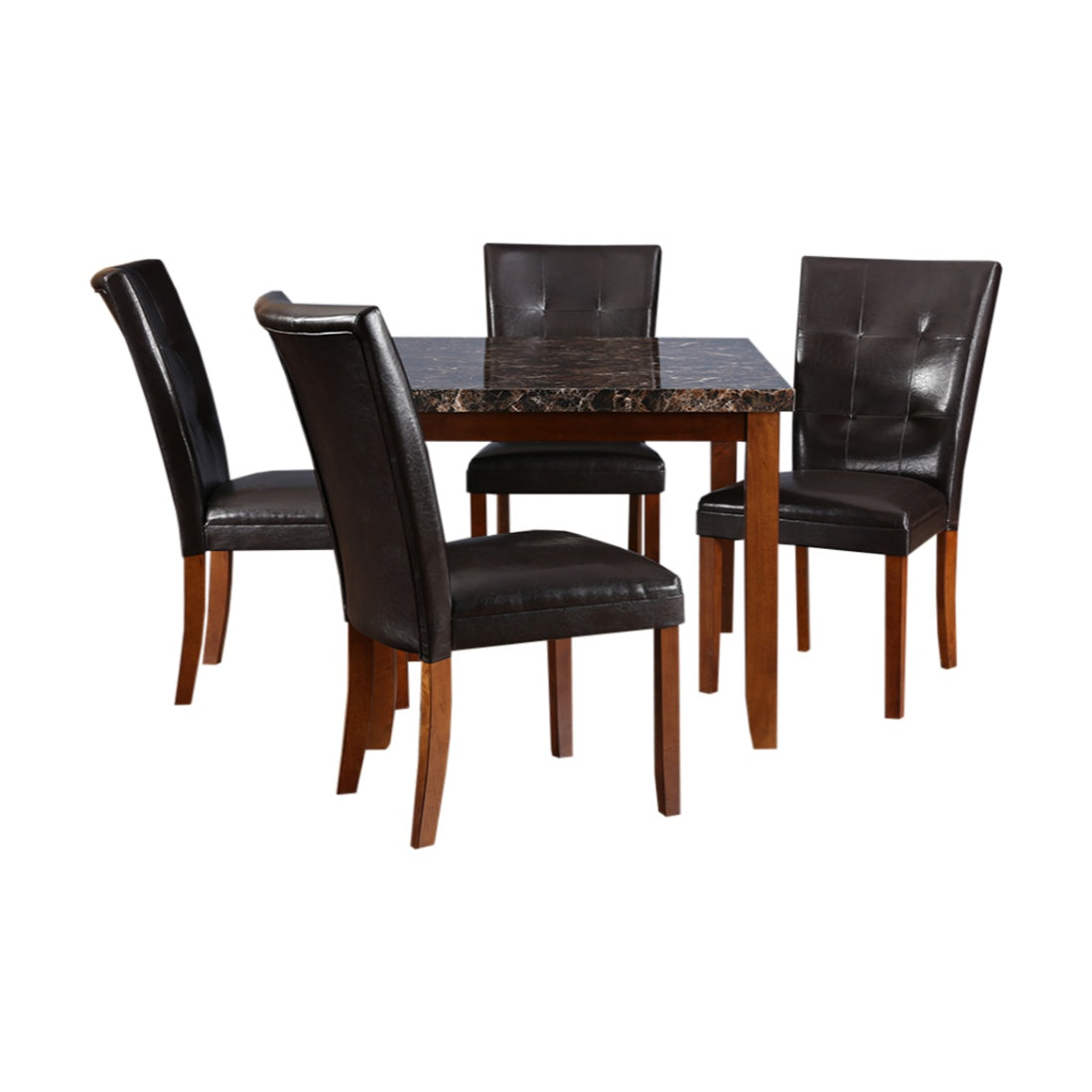 Eden Marble Finish Top 4 Seater Dining Set in Brown Colour