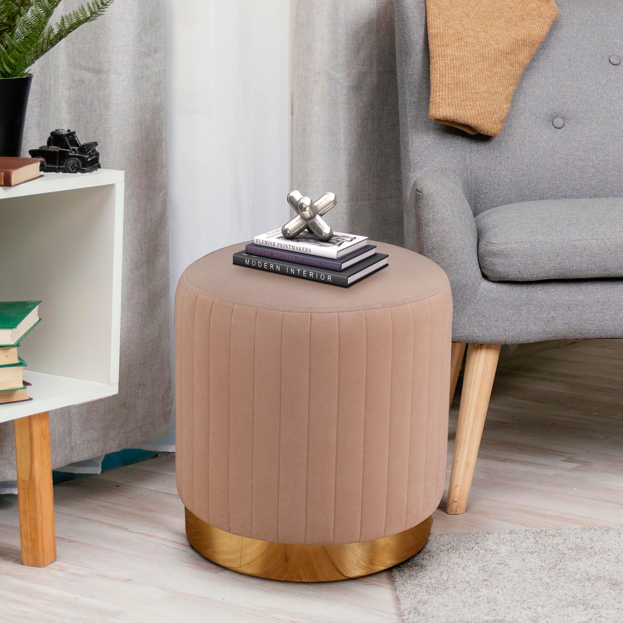 Francesca Fabric Ottomans in Beige Colour