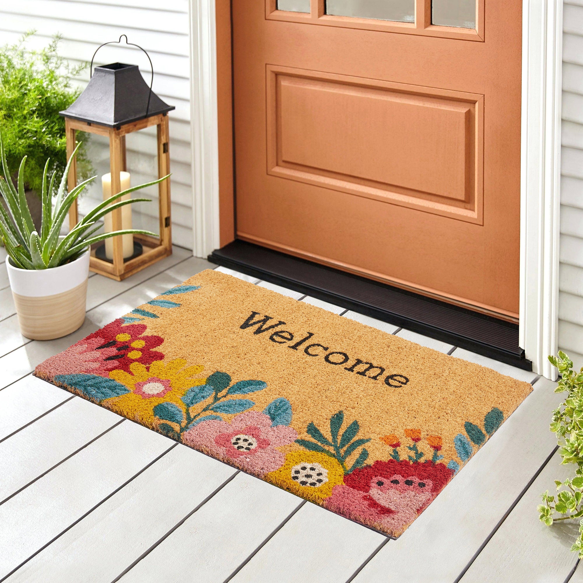 Natura  Floral Printed Coir Doormat 40x60 CM in Multi Colour