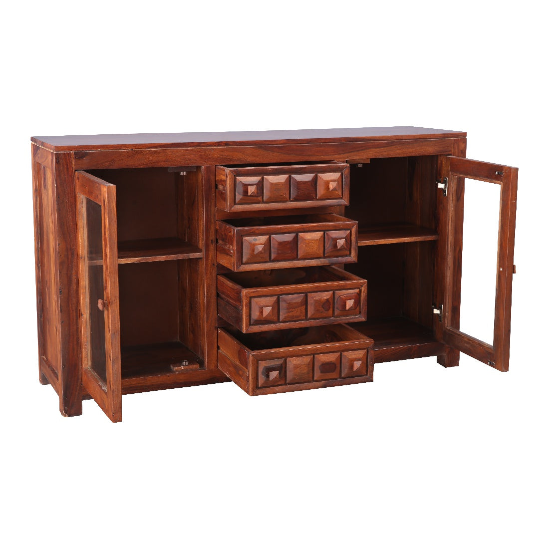 Woodrow Sheesham Wood(Rosewood) Storage Sideboard in Honey Colour