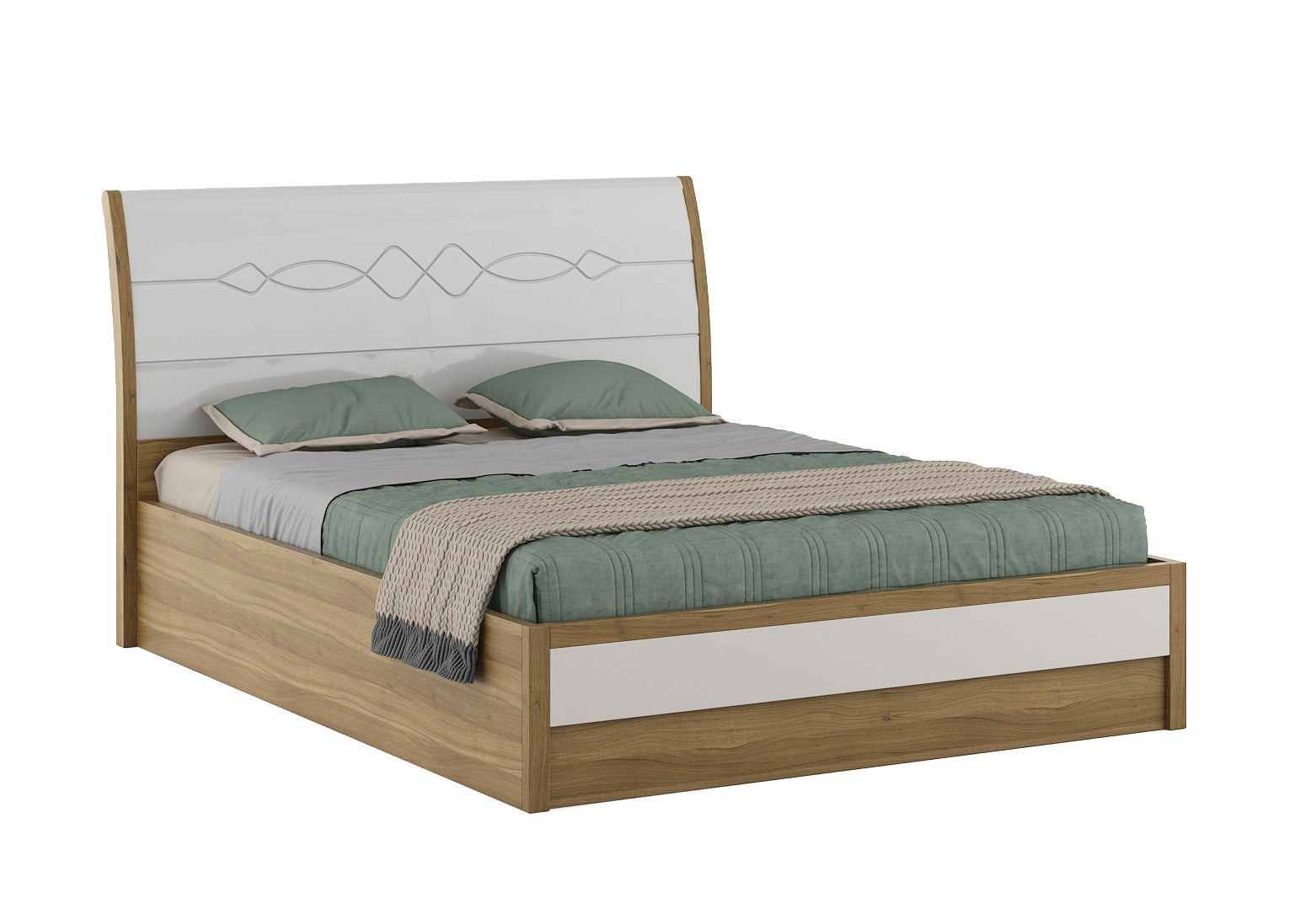 Pearl King Bed With 3/4th Hydraulic Storage in Ceramic High Gloss