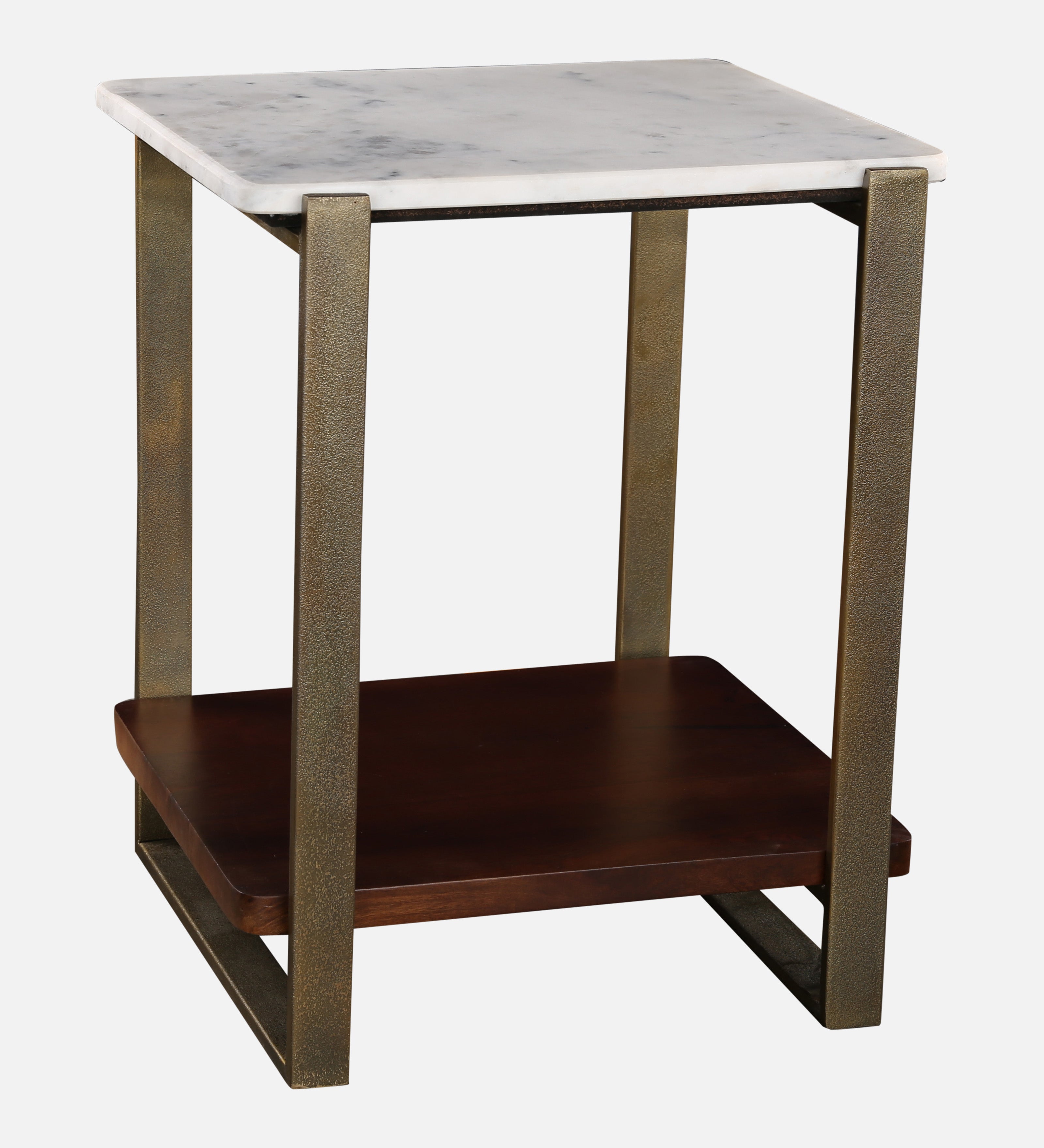 Ellis Metal Side Table in White and Walnut Colour