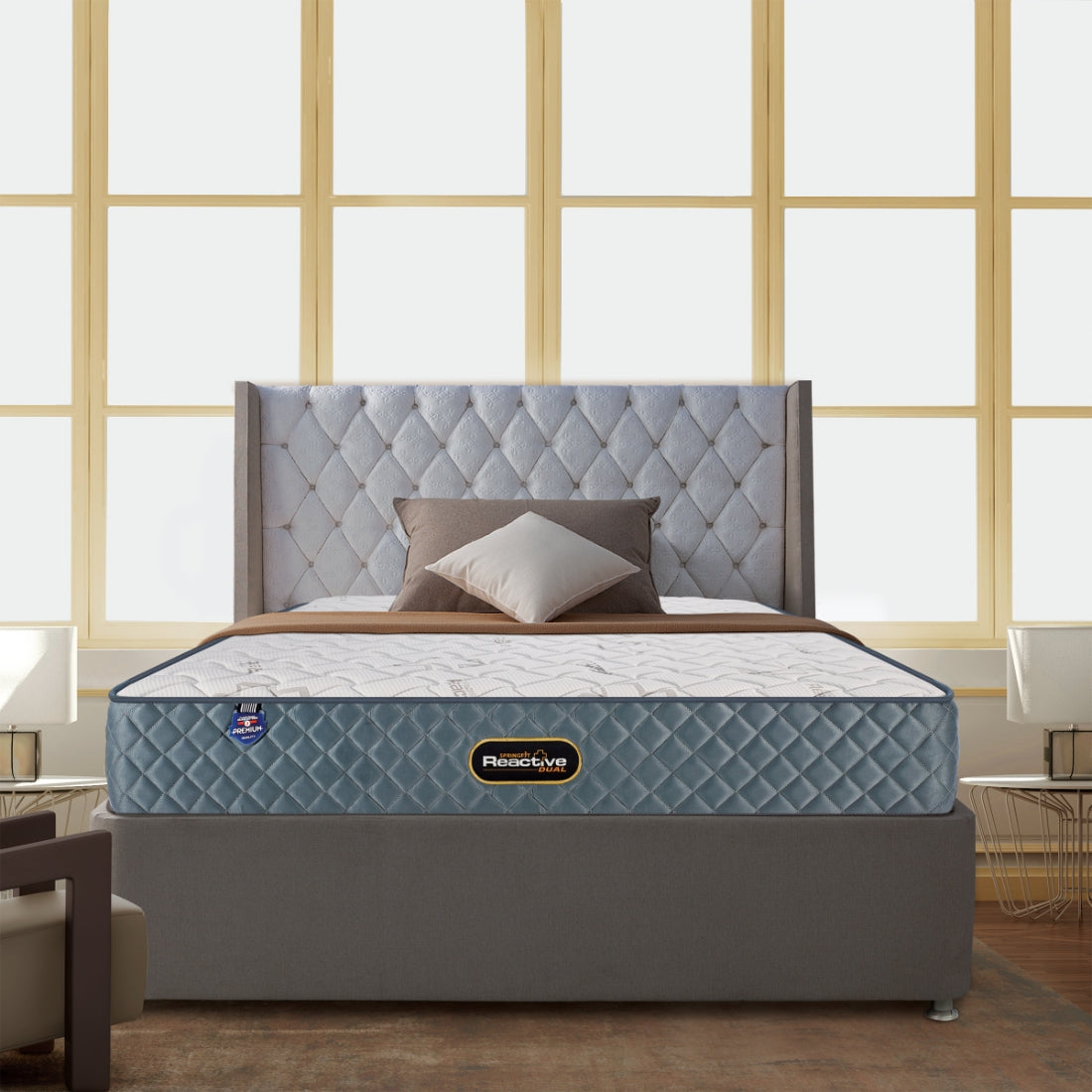 Reactive Dual Reversible HR Foam Single Mattress 72x36x5 Inch in Grey Colour