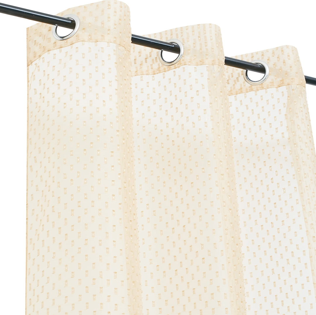 Amour Set of 2 Dobby Window sheer Curtains 5 feet in Gold Colour