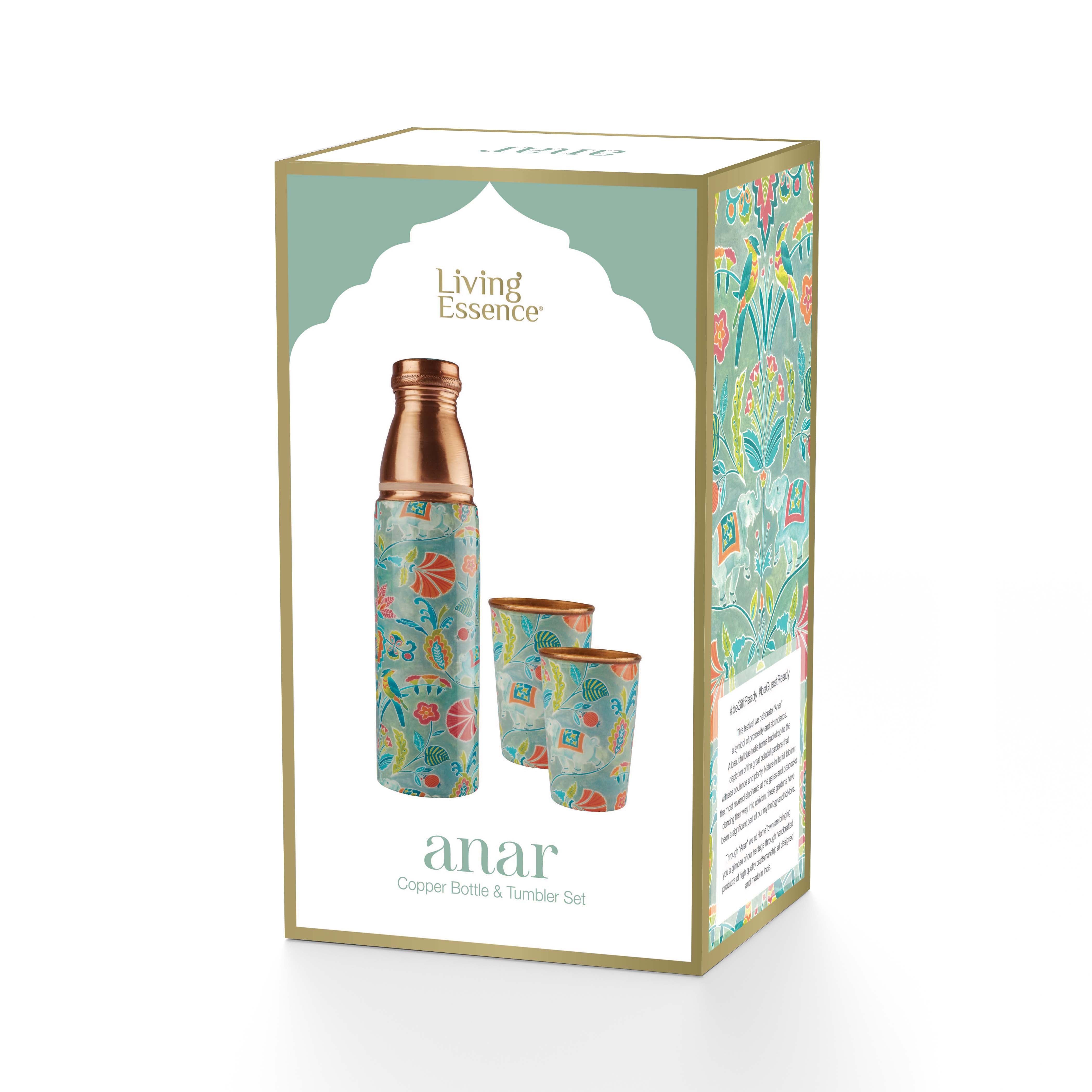 Anar Printed 1 Litre&Igrave;&acirc;&aring;&Ecirc;Copper Bottle and 2 Tumblers 300 ML