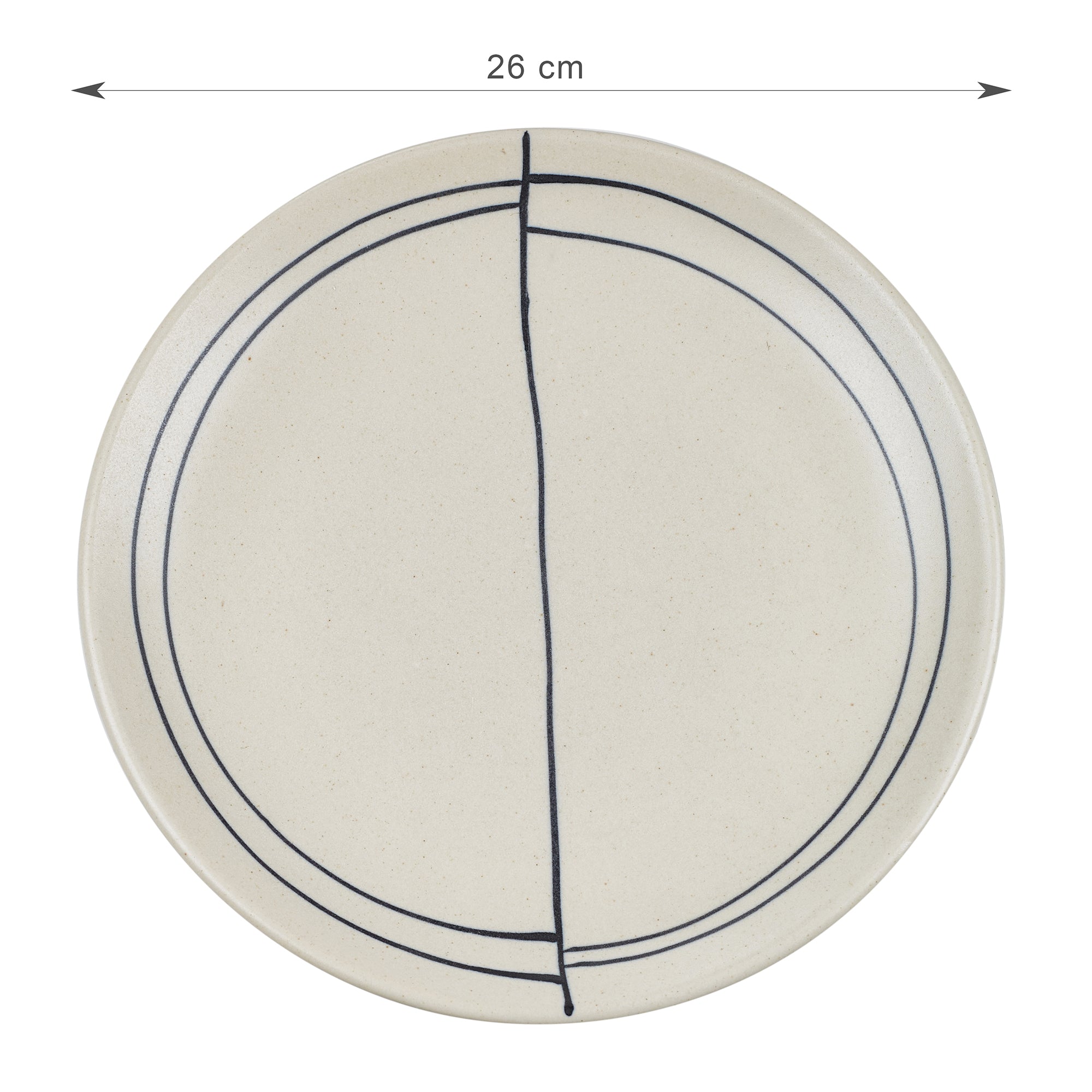 Artisanal Studio Pottery Stoneware Dinner Plate Set of 4 in Black & Ecru Colour