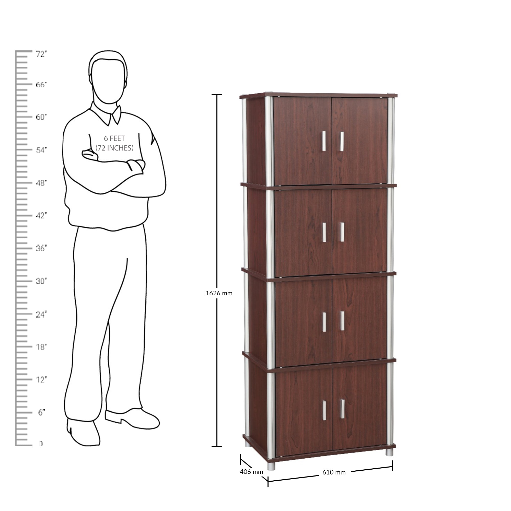 Jacob Engineered Wood Multipurpose Cabinet in Cherry Brown Colour