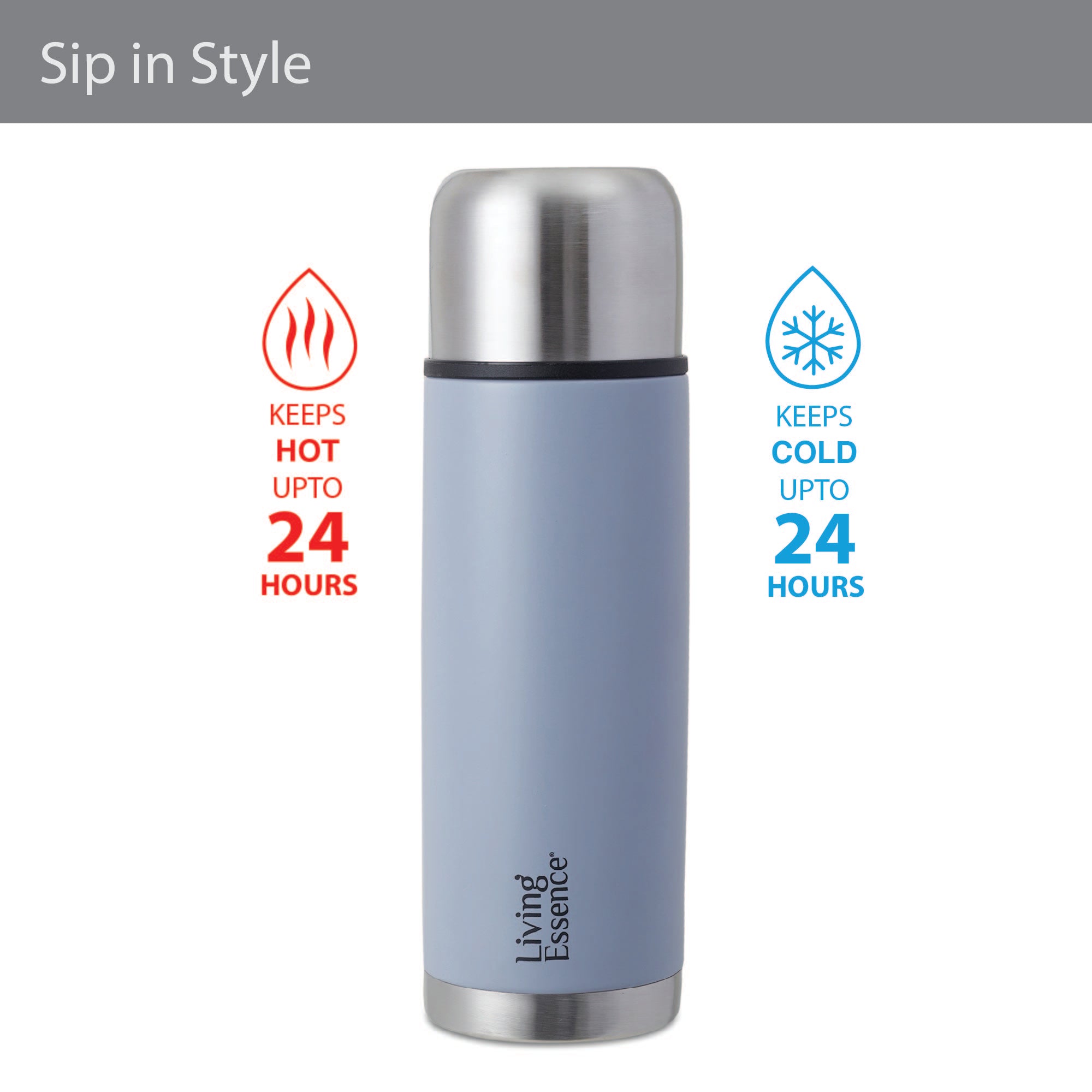 Fiesta Thermosteel Puro Vaccum Flask Combo Set of 2 in Grey Colour