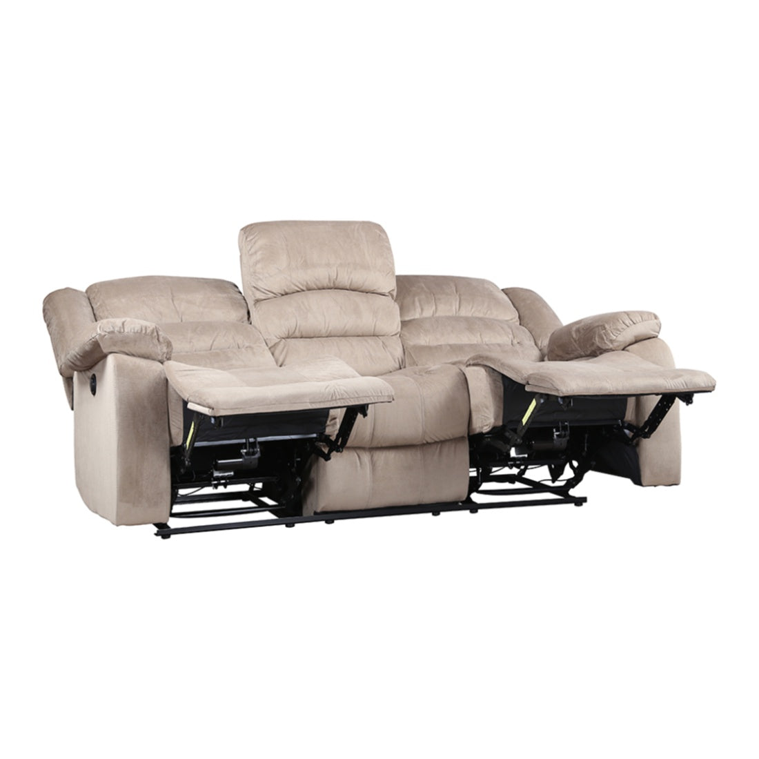 Bradford Fabric Three Seater Recliner in Beige Colour