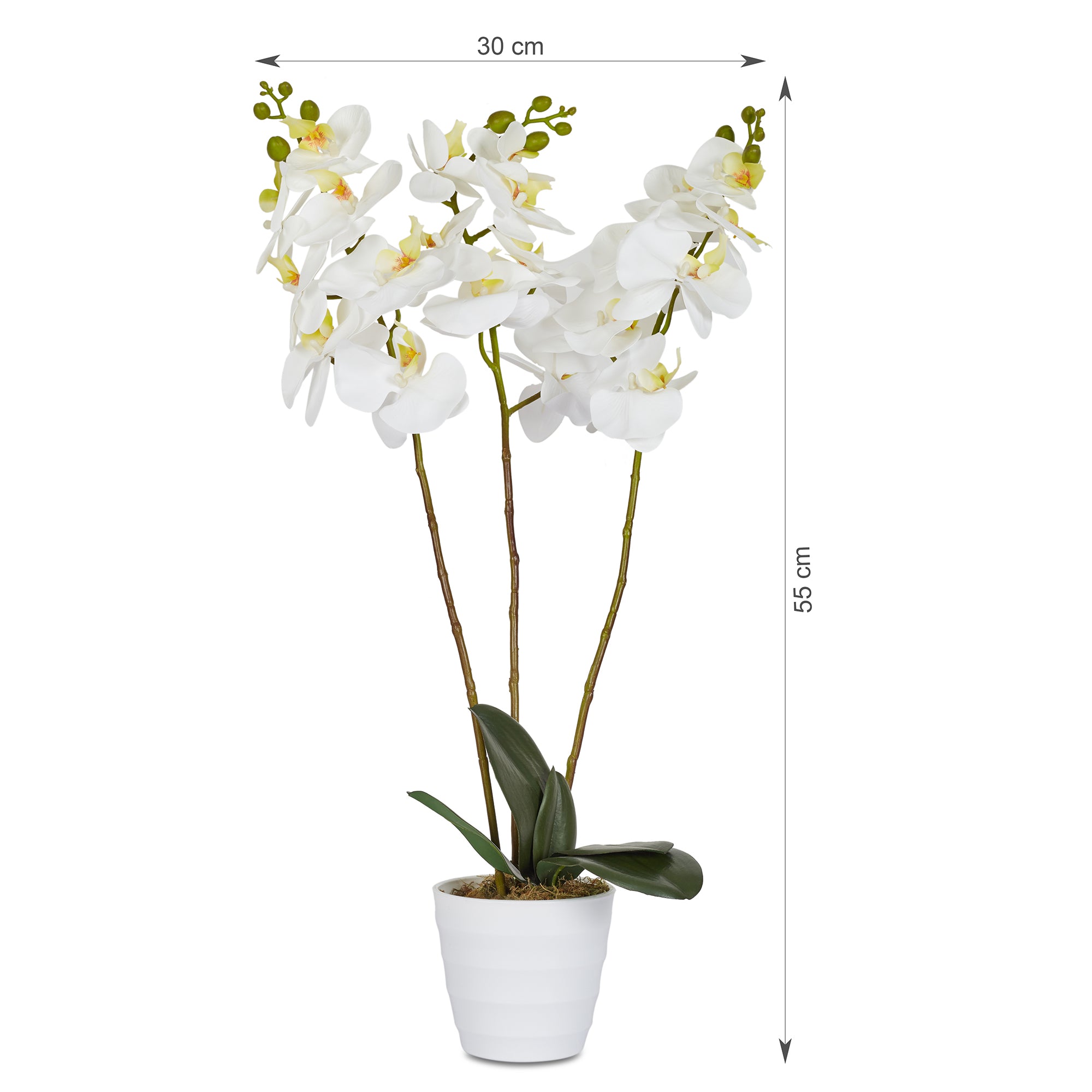 Ilana Artificial Orchid Potted Plant 55Cm in White Colour