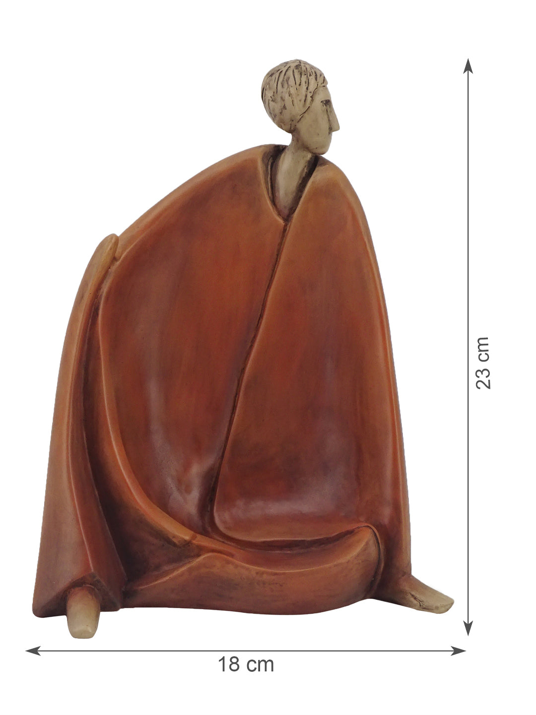 Alpine Polyresin Man Sitting Figurine 18x14x23Cm in Brown Colour