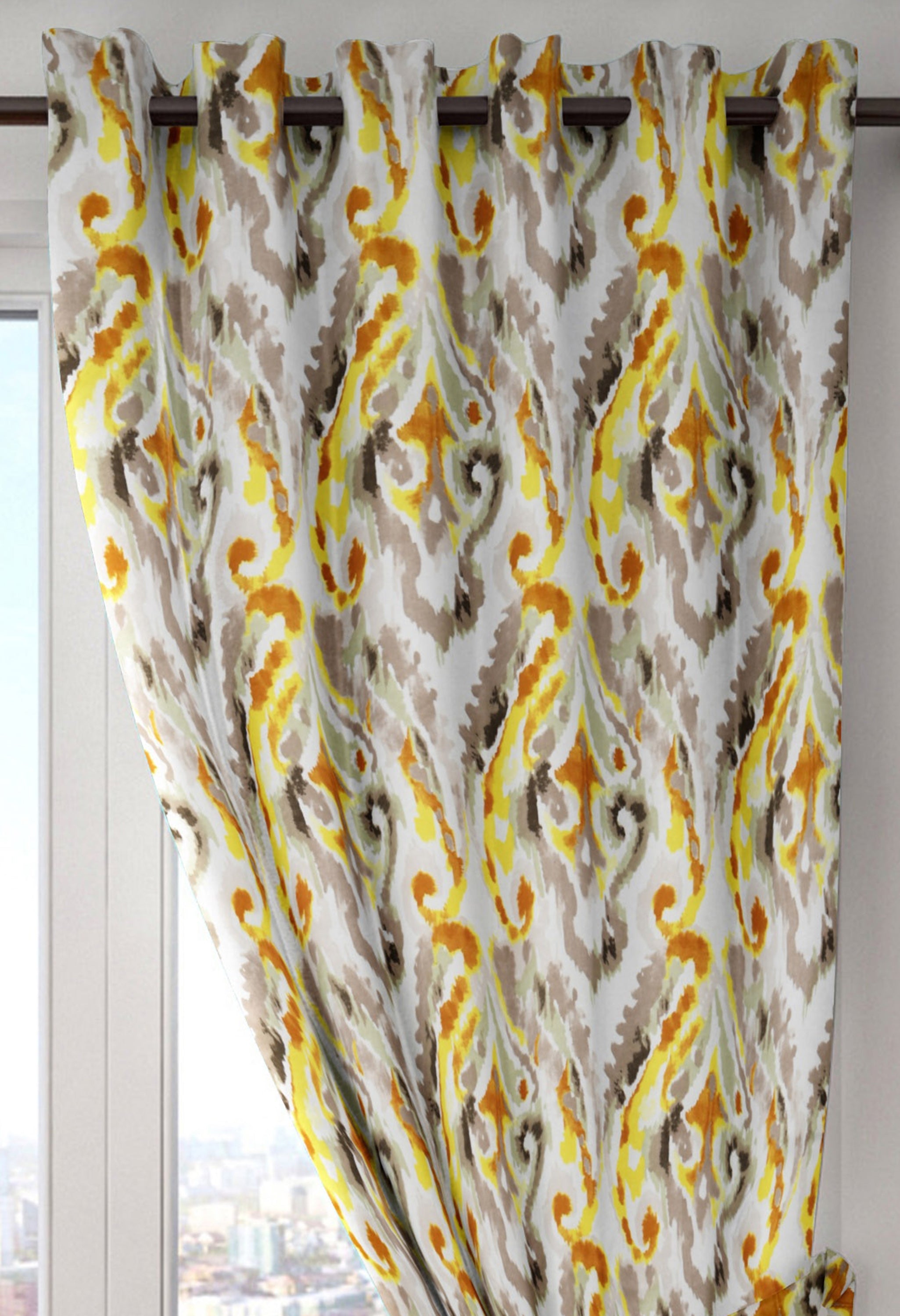 Splendor Blackout Door Curtain 107X229 CM in Yellow Colour by Houzzcode
