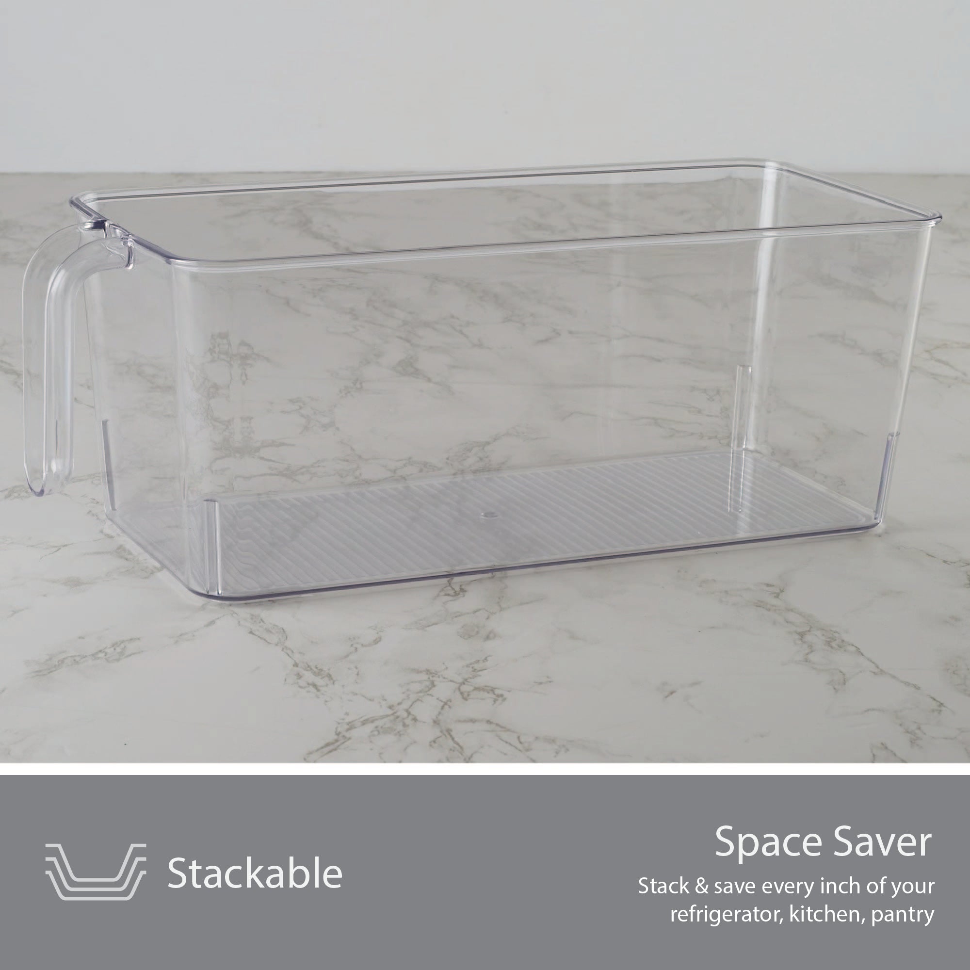 Robusto PET BPA Free Small Fridge Organizer with Front Handle in Transparent Colour