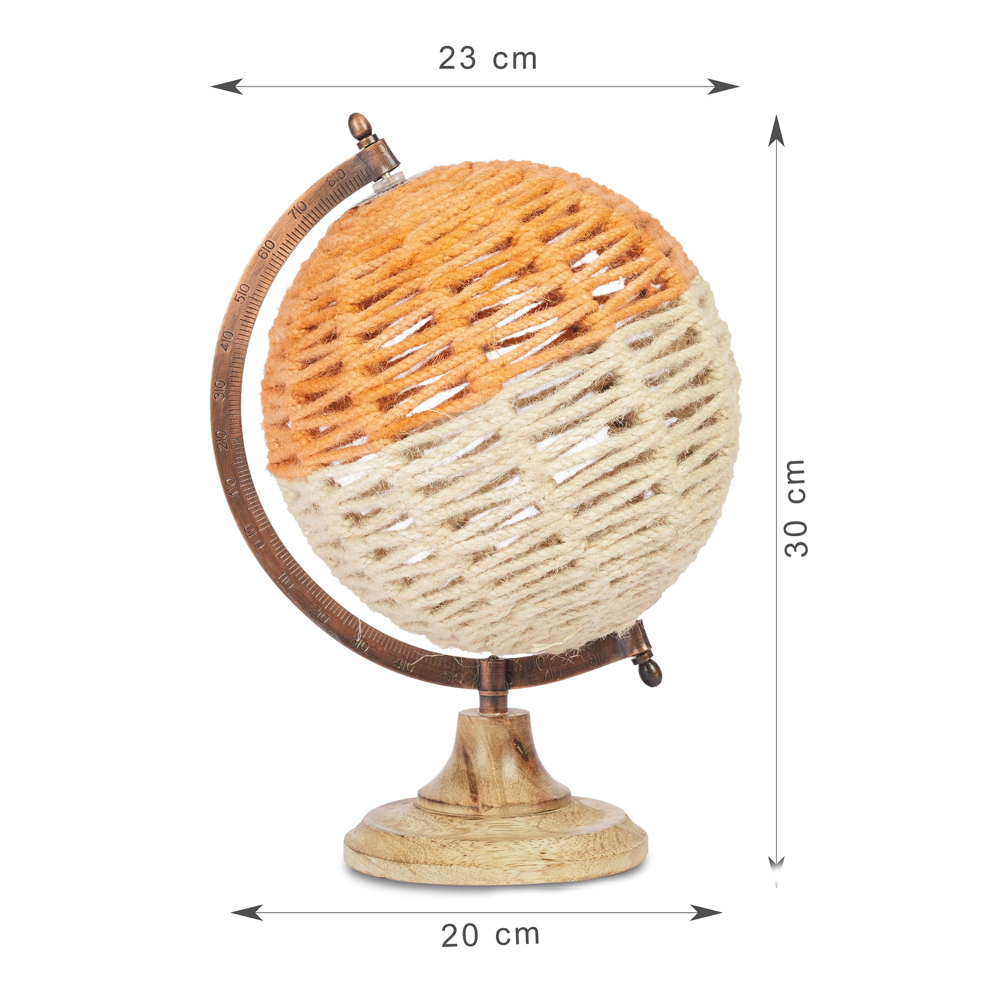 Venice Fabric Globe 20x23x30 Cm in Mustard & White Colour